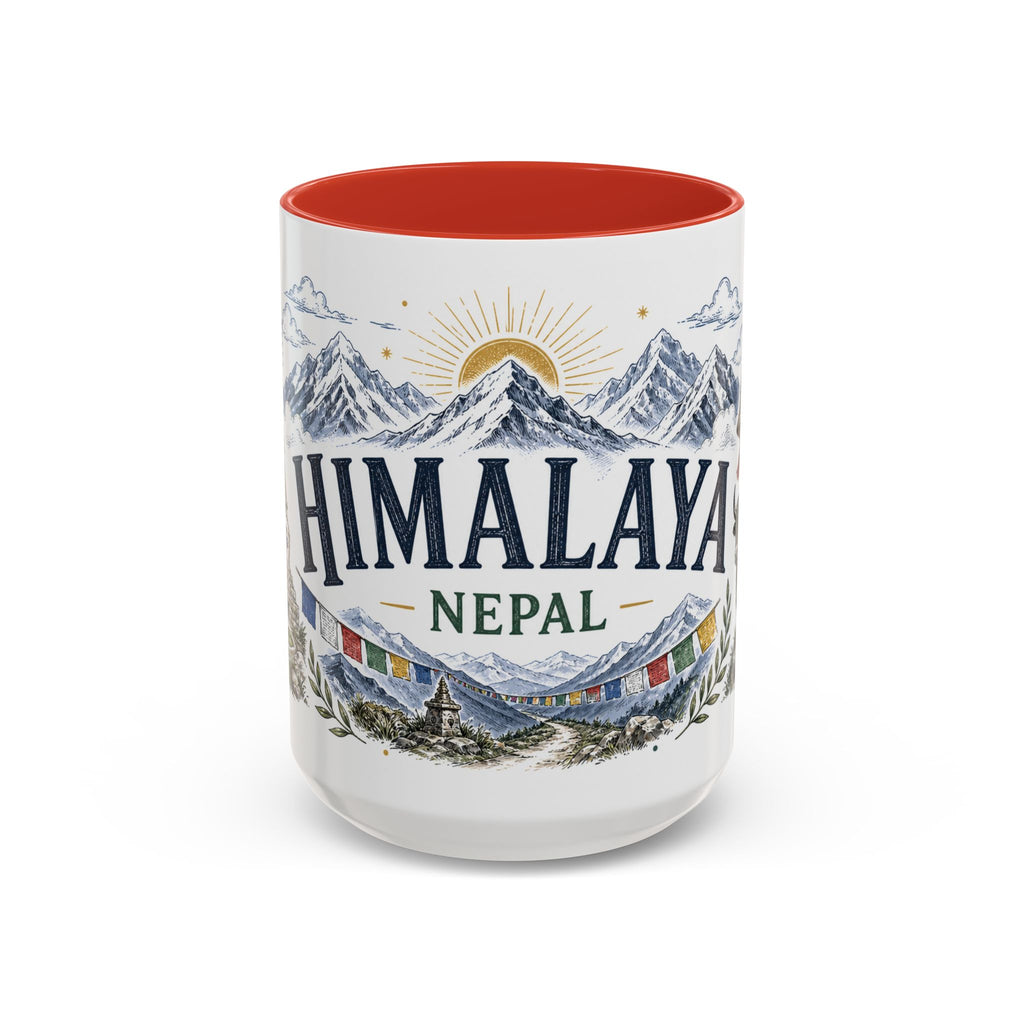 Himalaya Coffee Mug | Travel Destination Souvenir Gift | Accent Color Ceramic 11oz 15oz