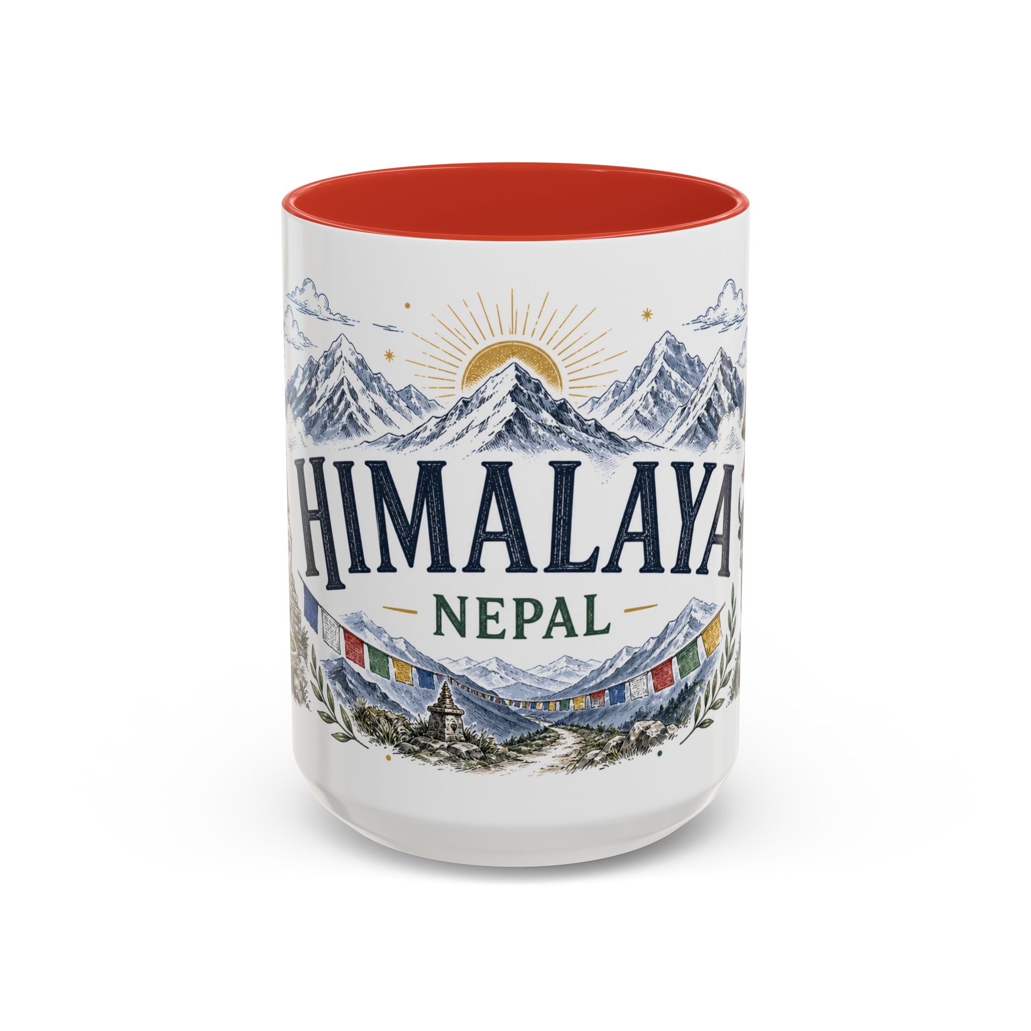 Himalaya Coffee Mug | Travel Destination Souvenir Gift | Accent Color Ceramic 11oz 15oz