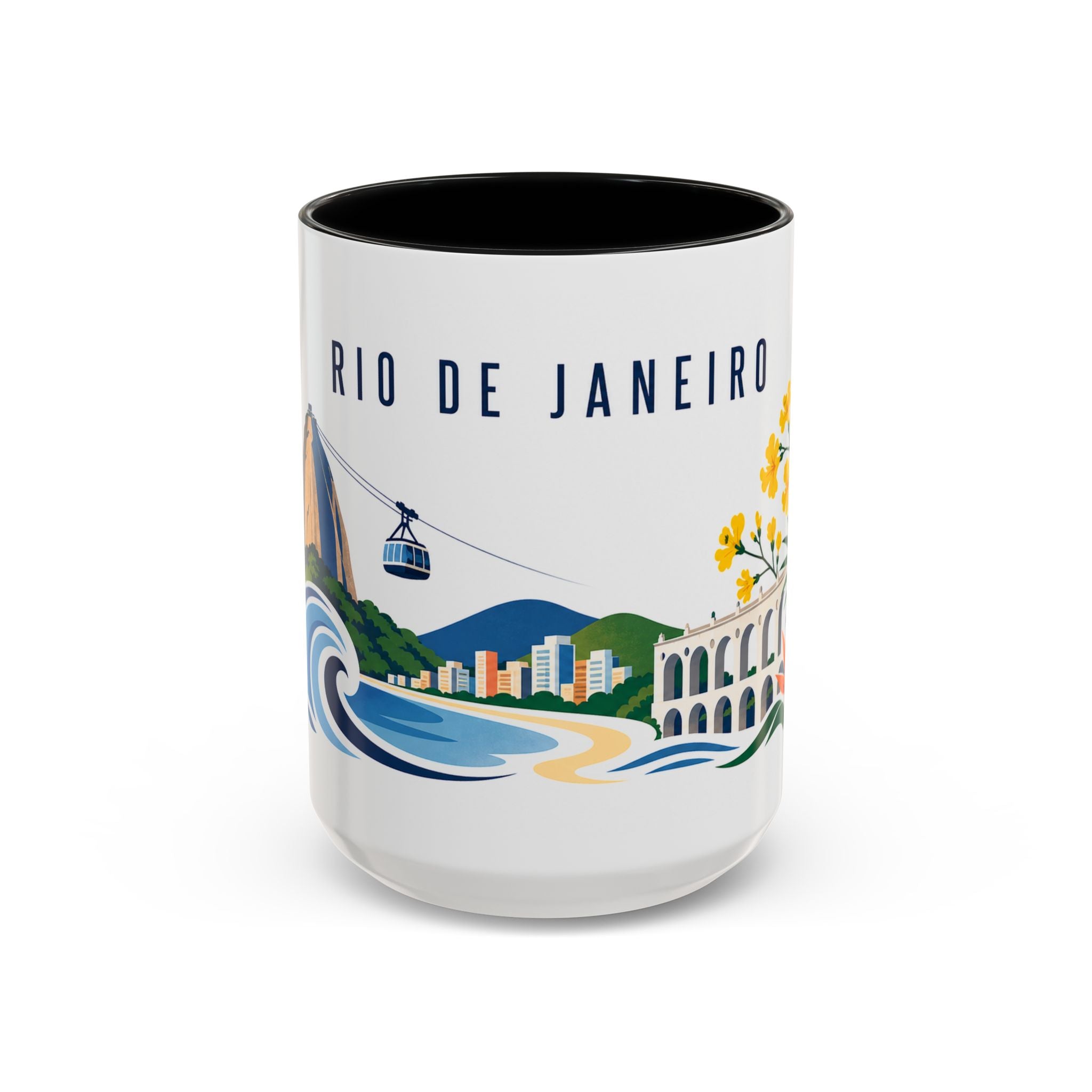 Rio De Janeiro Coffee Mug | Brazil Travel Souvenir | Porcelain Decal City Gift | 11oz 15oz Accent Mug