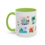 Miami Coffee Mug | Postage Stamp Collage Mug | Travel Souvenir Accent Cup 11oz 15oz