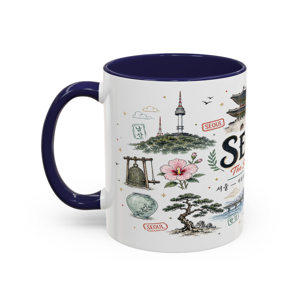 Seoul Coffee Mug | Korea Souvenir Travel Gift | Accent Color Ceramic 11oz 15oz
