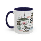 Seoul Coffee Mug | Korea Souvenir Travel Gift | Accent Color Ceramic 11oz 15oz