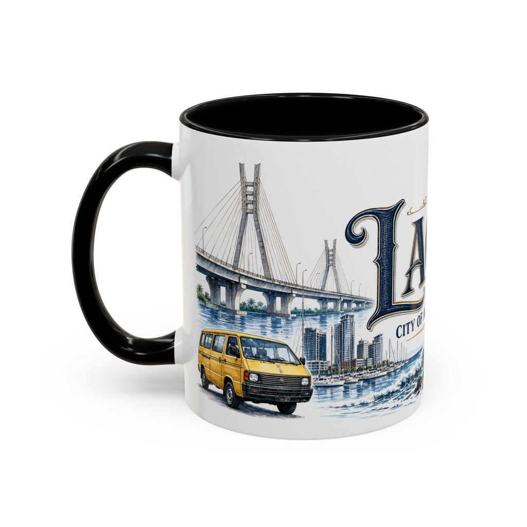 Lagos Coffee Mug | Nigeria Travel Souvenir | Vintage Illustrated City Gift | 11 oz 15 oz Accent Mug
