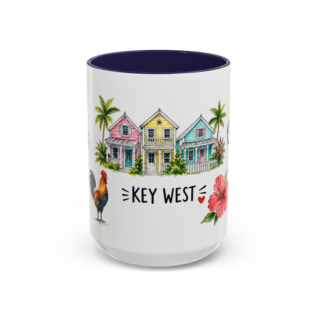 Key West Illustrated Travel Mug | City Souvenir Accent Coffee Mug | 11oz 15oz Ceramic Cup