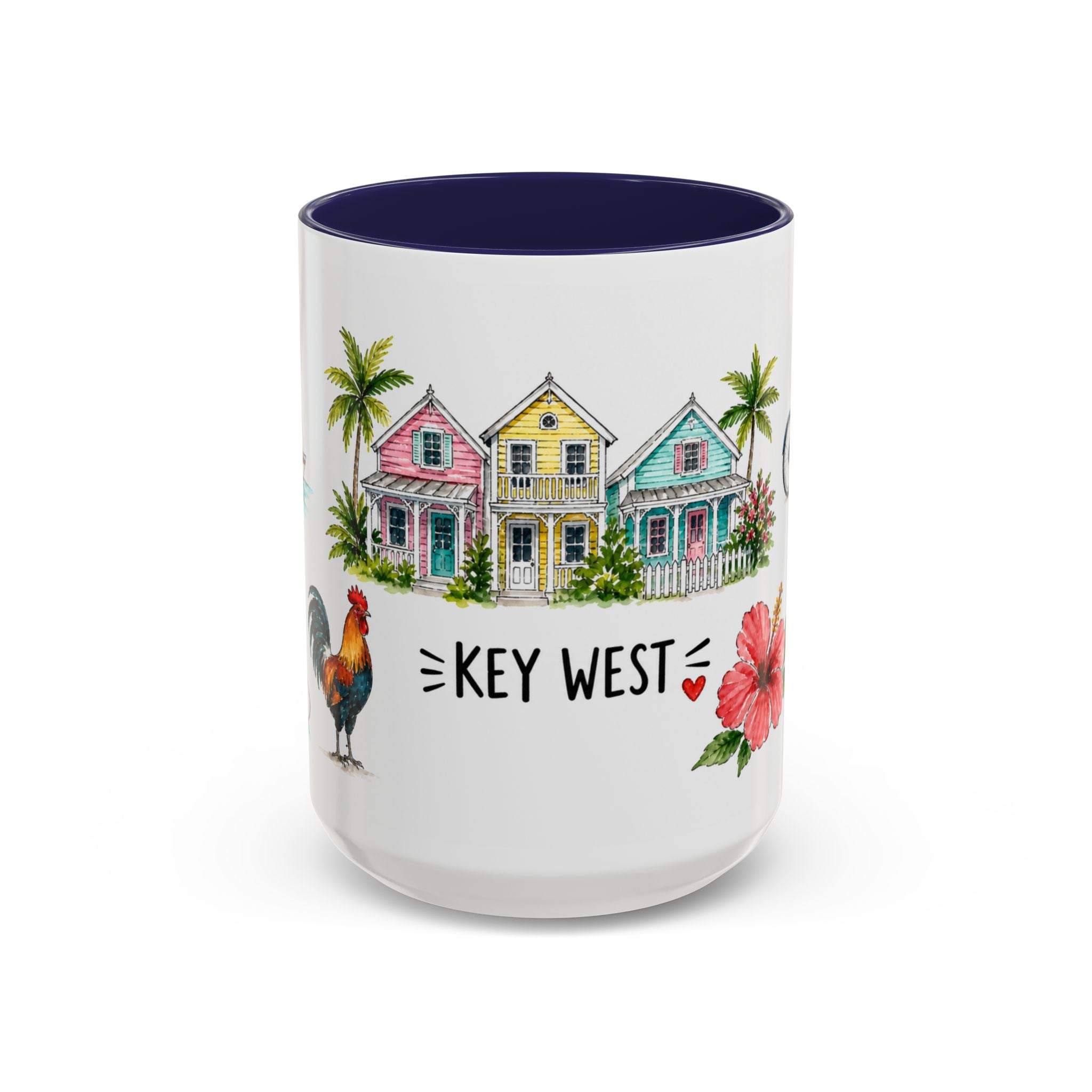 Key West Illustrated Travel Mug | City Souvenir Accent Coffee Mug | 11oz 15oz Ceramic Cup