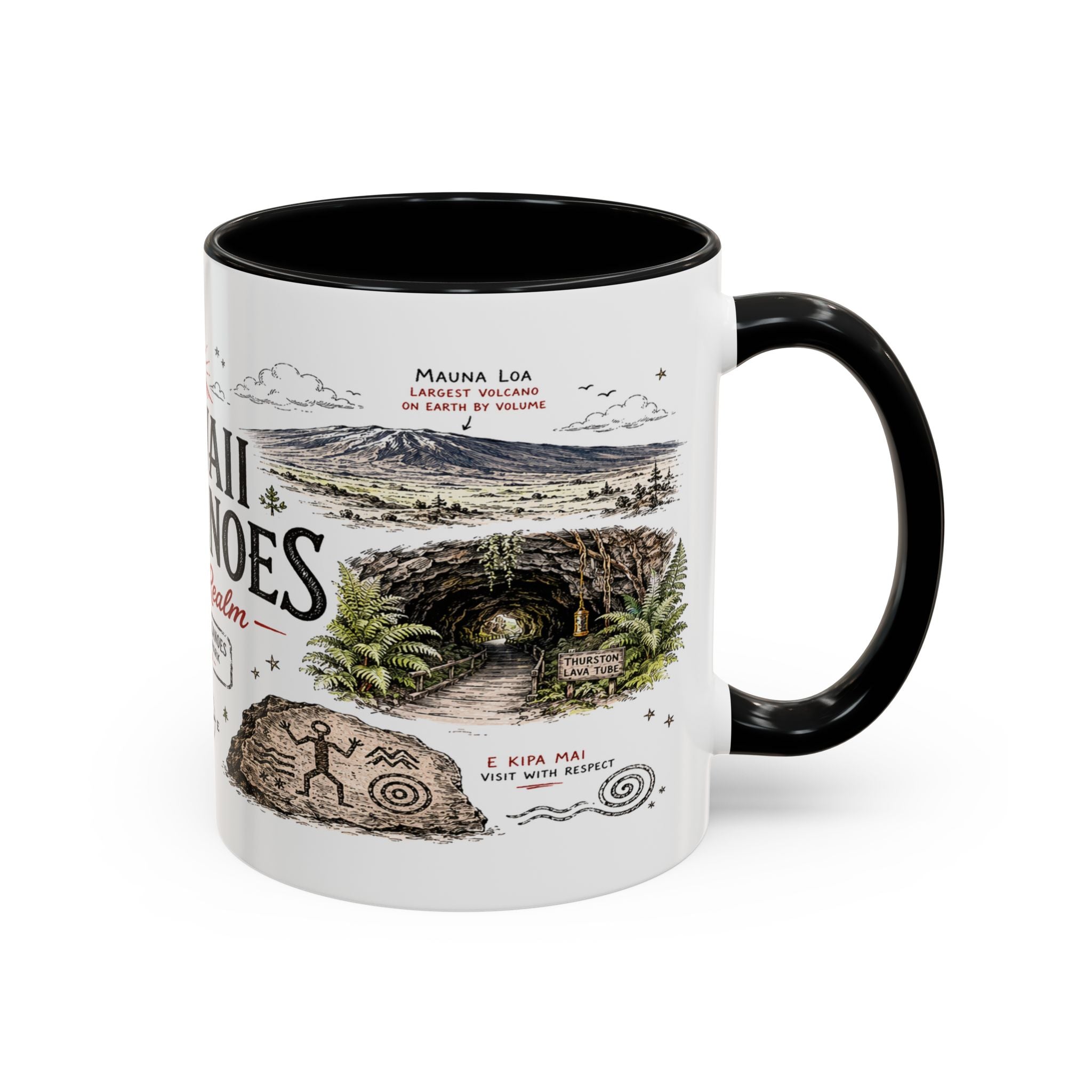 Hawaii Volcanoes National Park Coffee Mug | Hawaii Big Island Lava Volcano Gift | Accent Color Ceramic 11oz 15oz