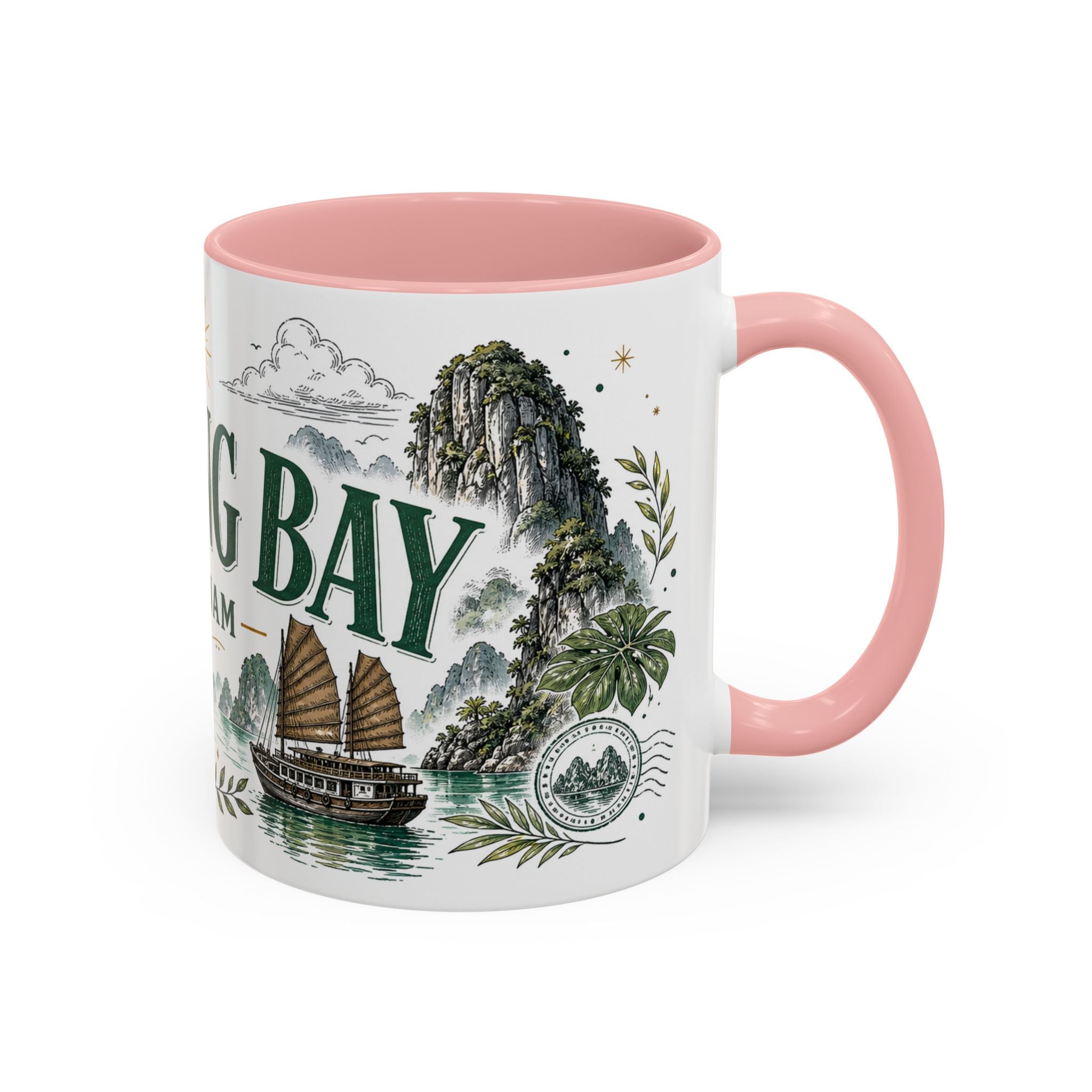 Ha Long Bay Coffee Mug | Travel Destination Souvenir Gift | Accent Color Ceramic 11oz 15oz