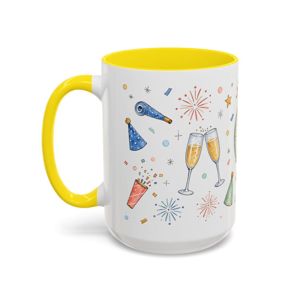 New Year Sparkler Mug | Champagne Toast Watercolor Party Gift | Accent Cup 11oz 15oz