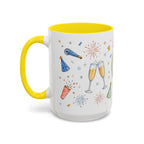 New Year Sparkler Mug | Champagne Toast Watercolor Party Gift | Accent Cup 11oz 15oz