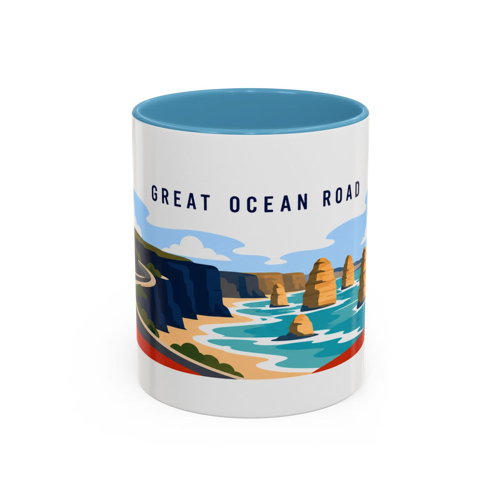 Great Ocean Road Coffee Mug | Travel Destination Souvenir Gift | Accent Color Ceramic 11oz 15oz