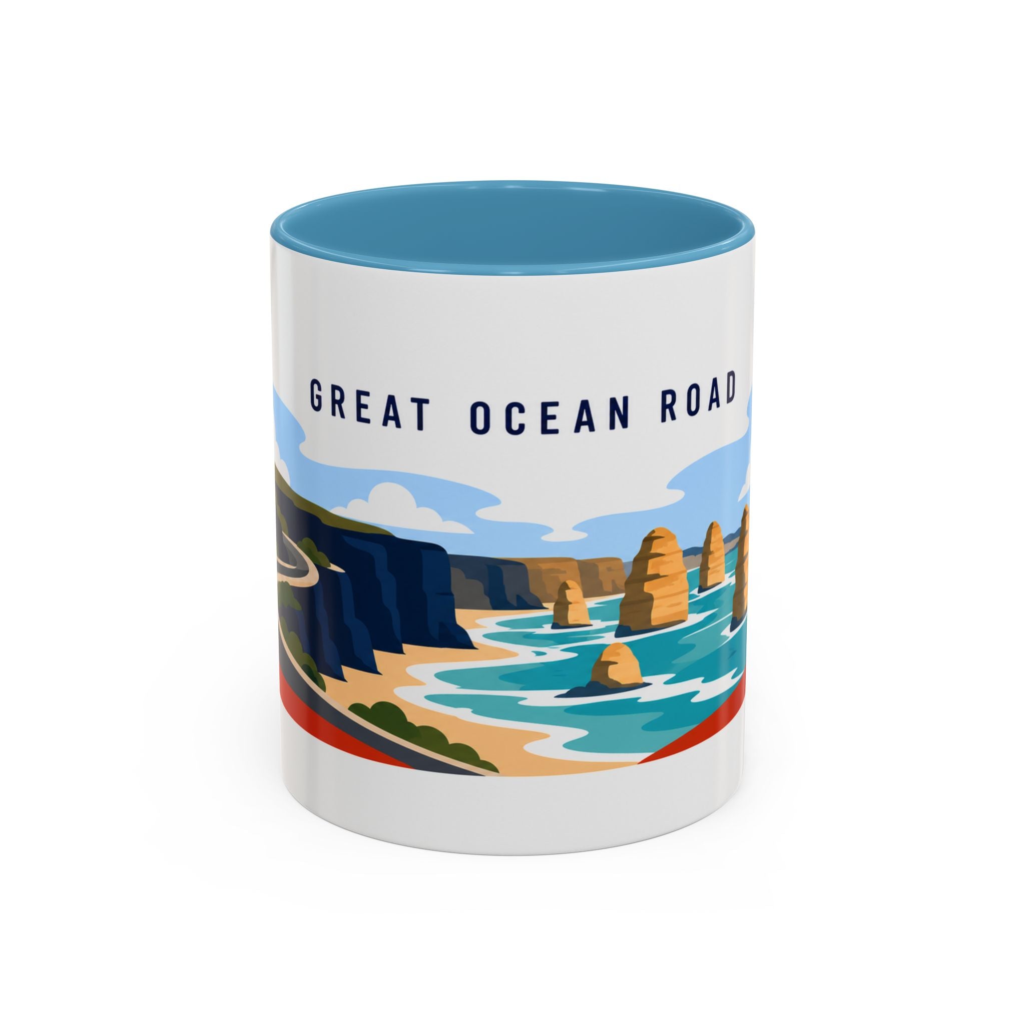 Great Ocean Road Coffee Mug | Travel Destination Souvenir Gift | Accent Color Ceramic 11oz 15oz