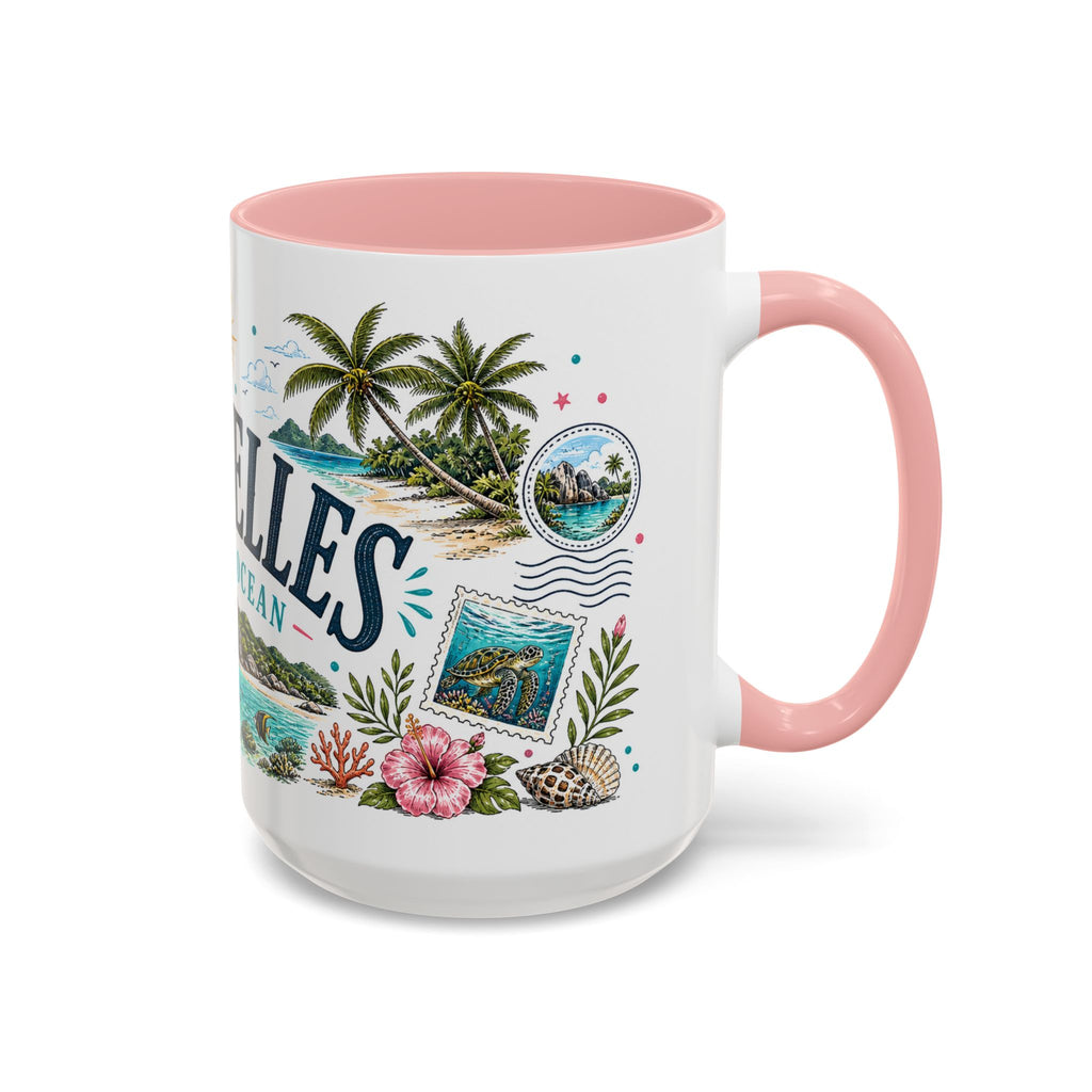 Seychelles Coffee Mug | Travel Destination Souvenir Gift | Accent Color Ceramic 11oz 15oz