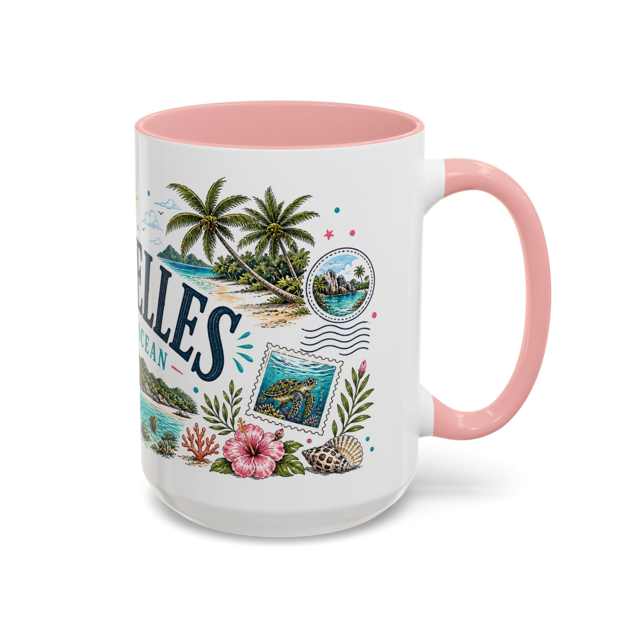 Seychelles Coffee Mug | Travel Destination Souvenir Gift | Accent Color Ceramic 11oz 15oz