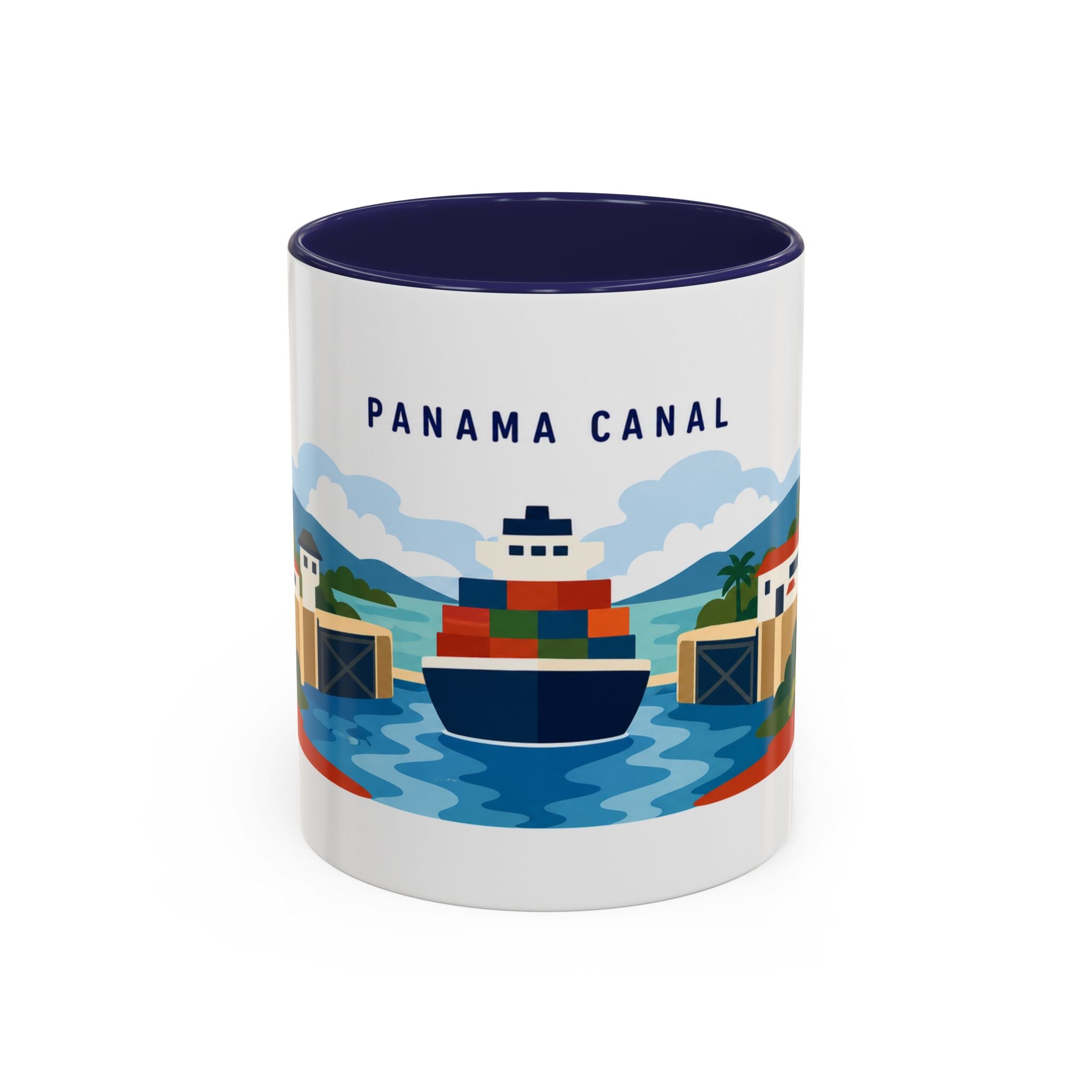 Panama Canal Coffee Mug | Travel Destination Souvenir Gift | Accent Color Ceramic 11oz 15oz