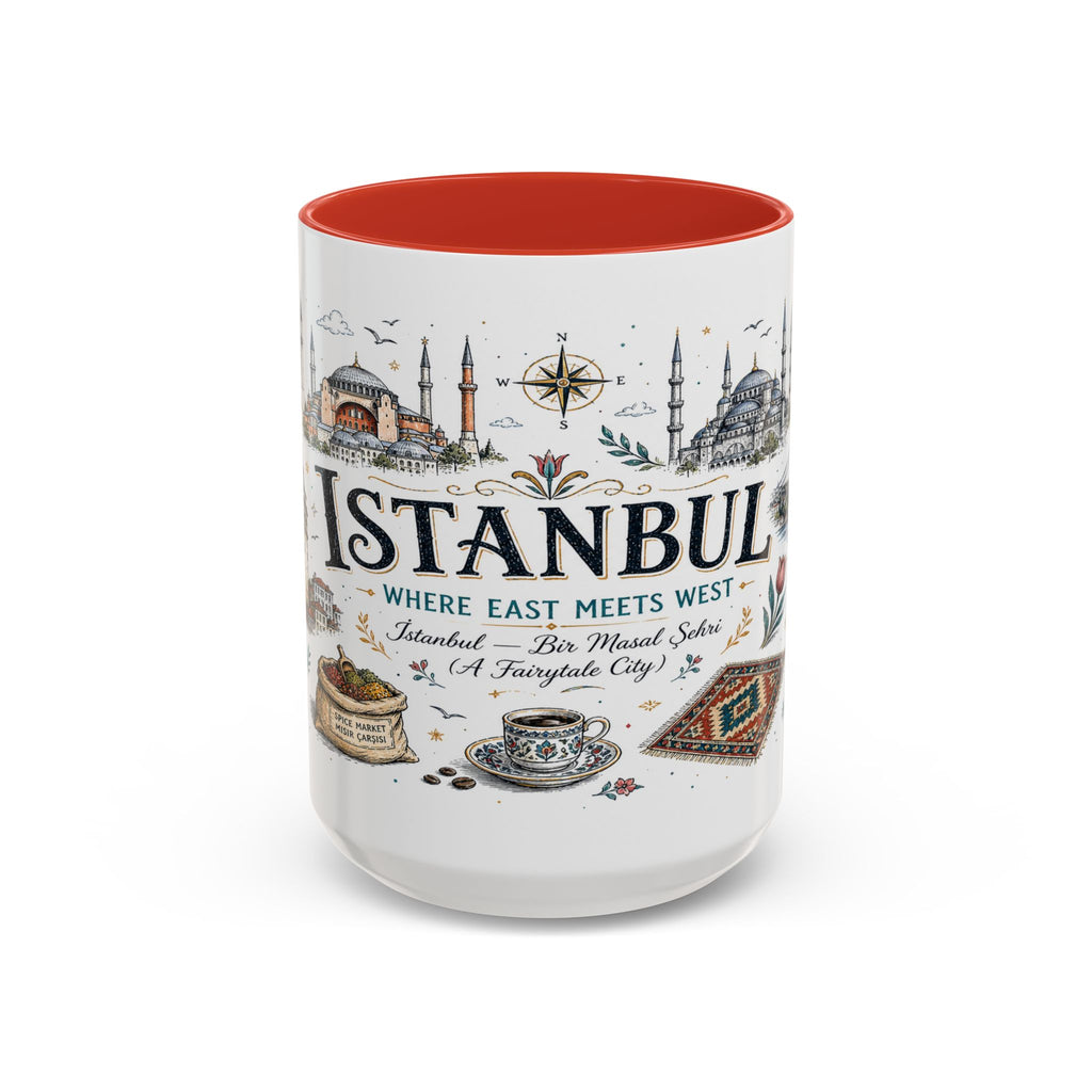 Istanbul Coffee Mug | Turkey Souvenir Travel Gift | Accent Color Ceramic 11oz 15oz