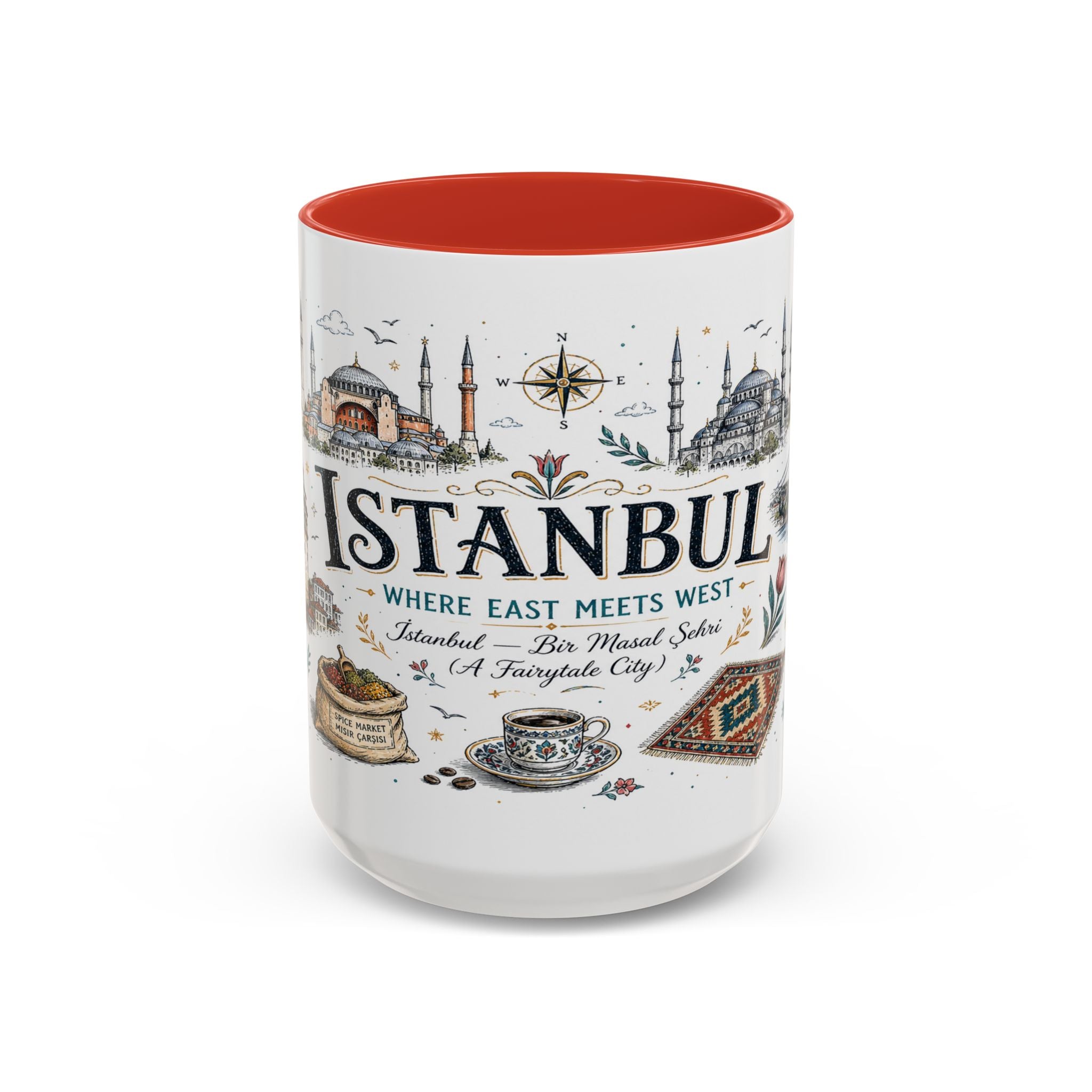 Istanbul Coffee Mug | Turkey Souvenir Travel Gift | Accent Color Ceramic 11oz 15oz