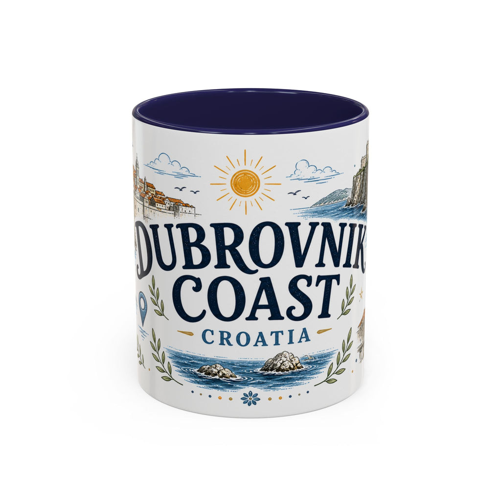 Dubrovnik Coast Coffee Mug | Travel Destination Souvenir Gift | Accent Color Ceramic 11oz 15oz