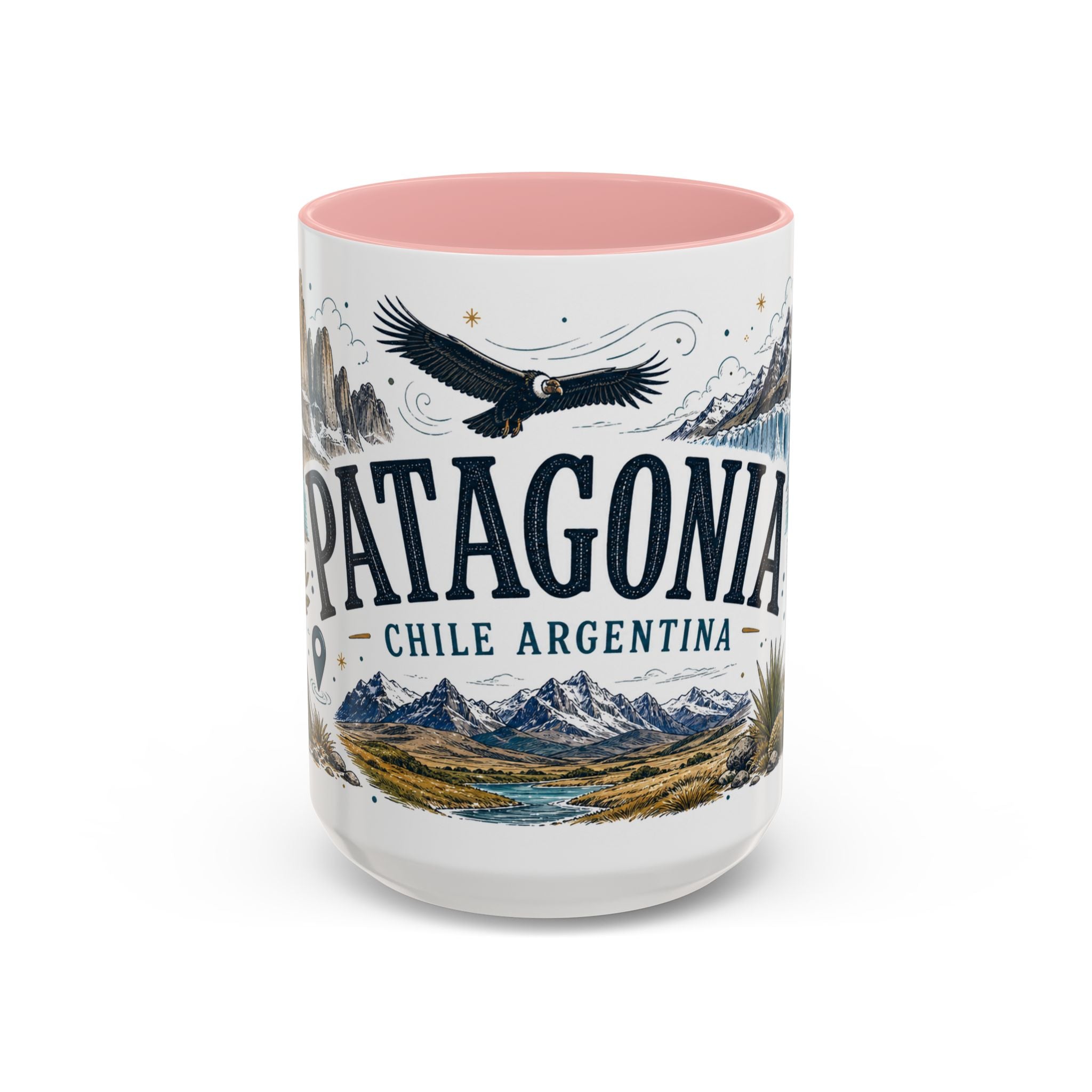 Patagonia Coffee Mug | Travel Destination Souvenir Gift | Accent Color Ceramic 11oz 15oz