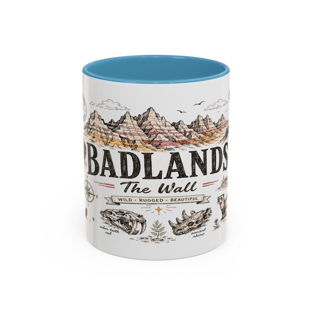 Badlands National Park Coffee Mug | South Dakota Prairie Fossil Hiking Gift | Accent Color Ceramic 11oz 15oz