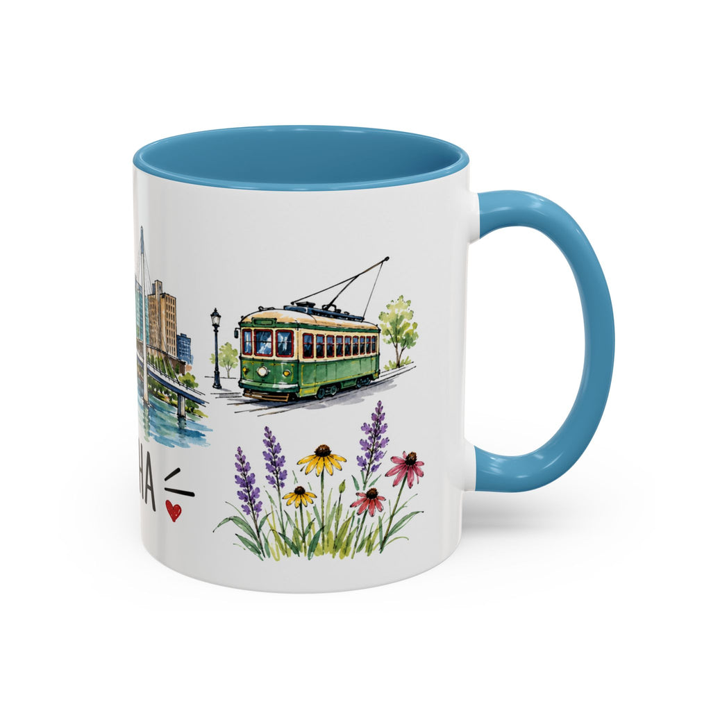 Omaha Illustrated Travel Mug | City Souvenir Accent Coffee Mug | 11oz 15oz Ceramic Cup