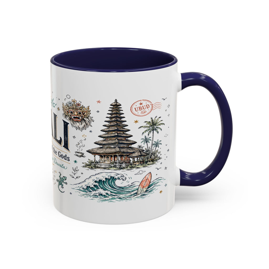 Bali Coffee Mug | Indonesia Souvenir Travel Gift | Accent Color Ceramic 11oz 15oz