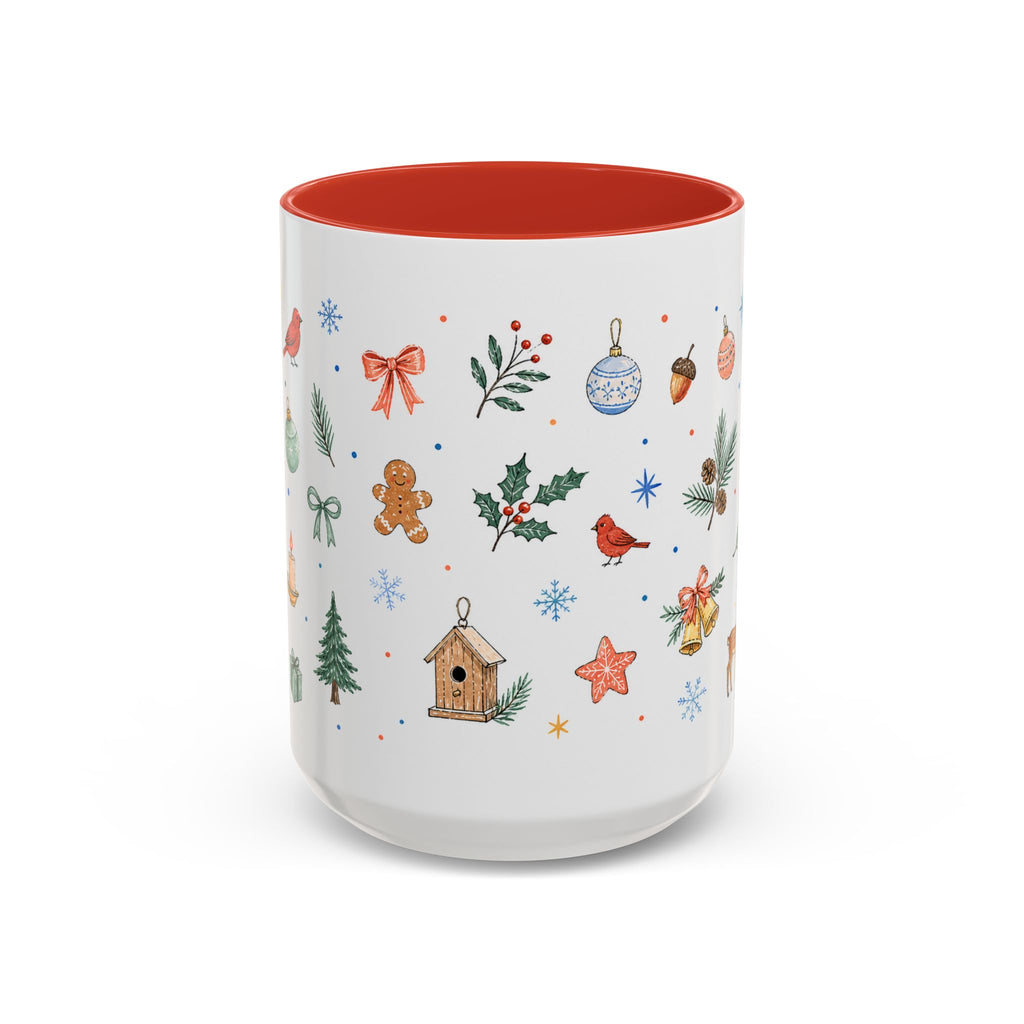 Woodland Christmas Mug | Deer Bird Watercolor Holiday Gift | Accent Cup 11oz 15oz