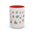 Woodland Christmas Mug | Deer Bird Watercolor Holiday Gift | Accent Cup 11oz 15oz