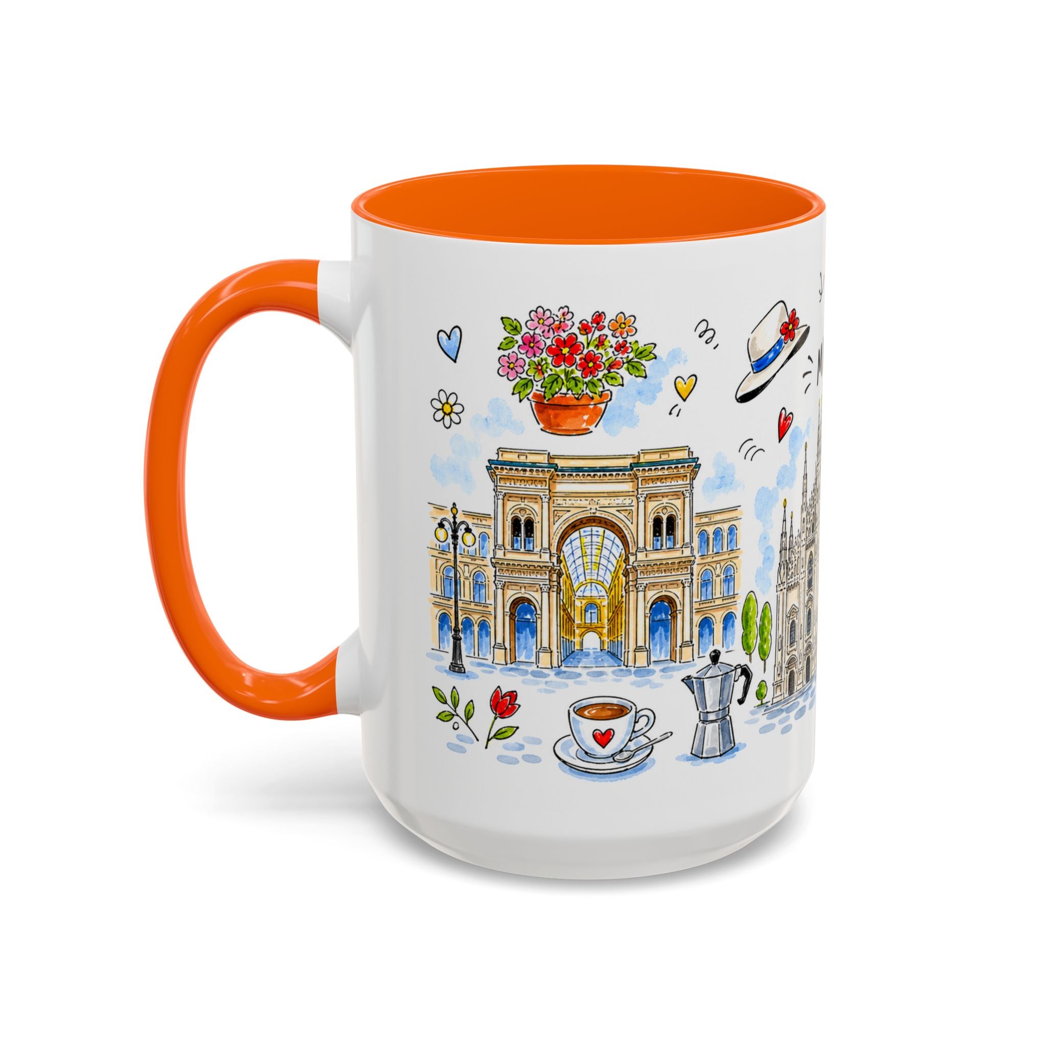 Milan Travel Mug | European City Souvenir Accent Coffee Mug | 11oz 15oz Ceramic Cup