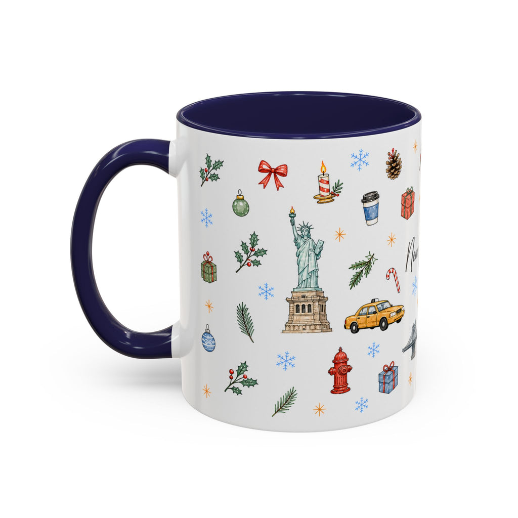 New York City Christmas Mug | Watercolor City Souvenir | Ceramic Coffee Cup
