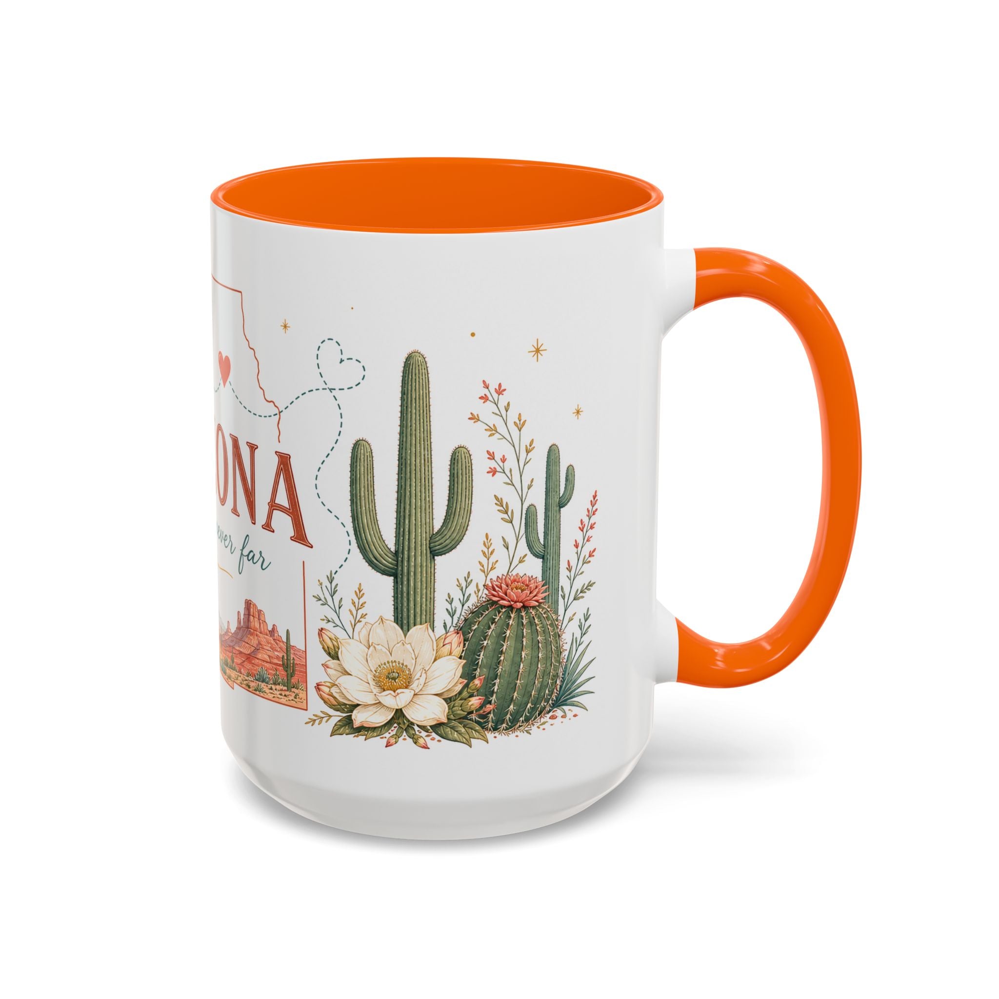 Arizona State Map Mug | Desert Landscape, Botanical Accents, Homesick Gift