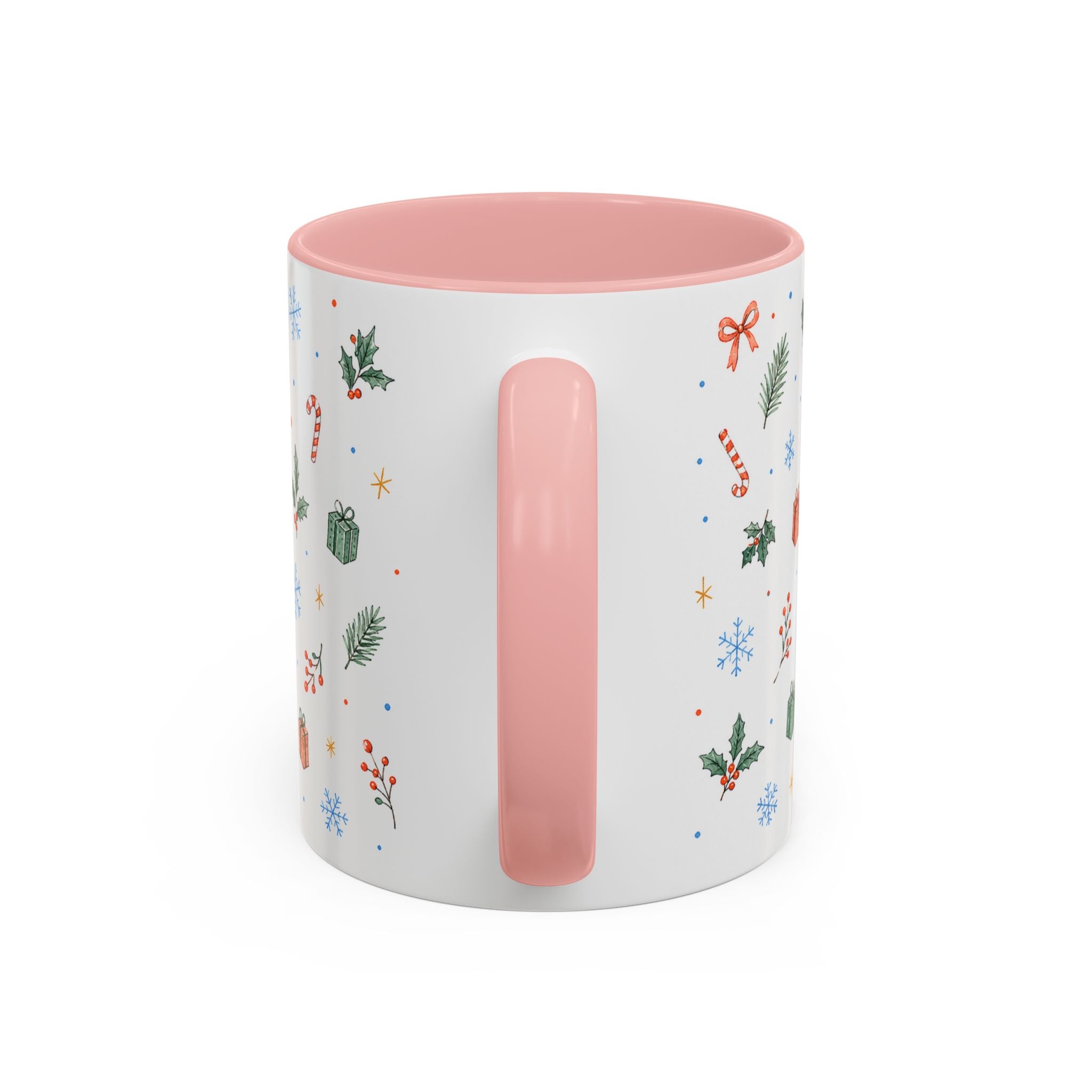 Christmas Candle Mug | Holly Wreath Watercolor Holiday Gift | Accent Cup 11oz 15oz