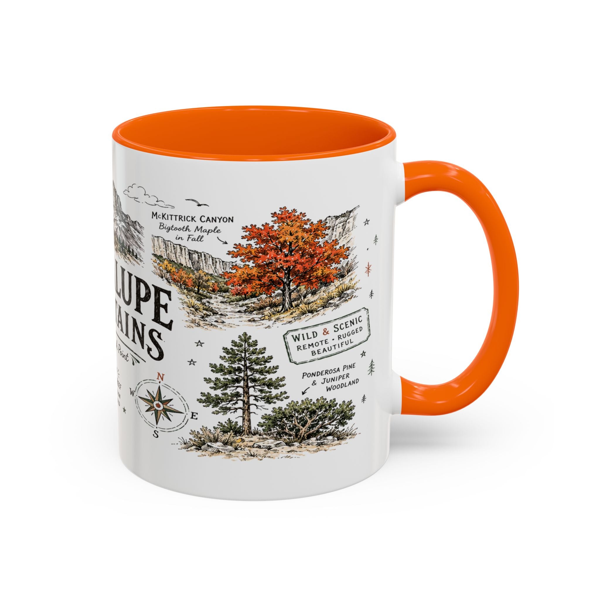 Guadalupe Mountains National Park Coffee Mug | Texas Desert Peaks Hiking Gift | Accent Color Ceramic 11oz 15oz