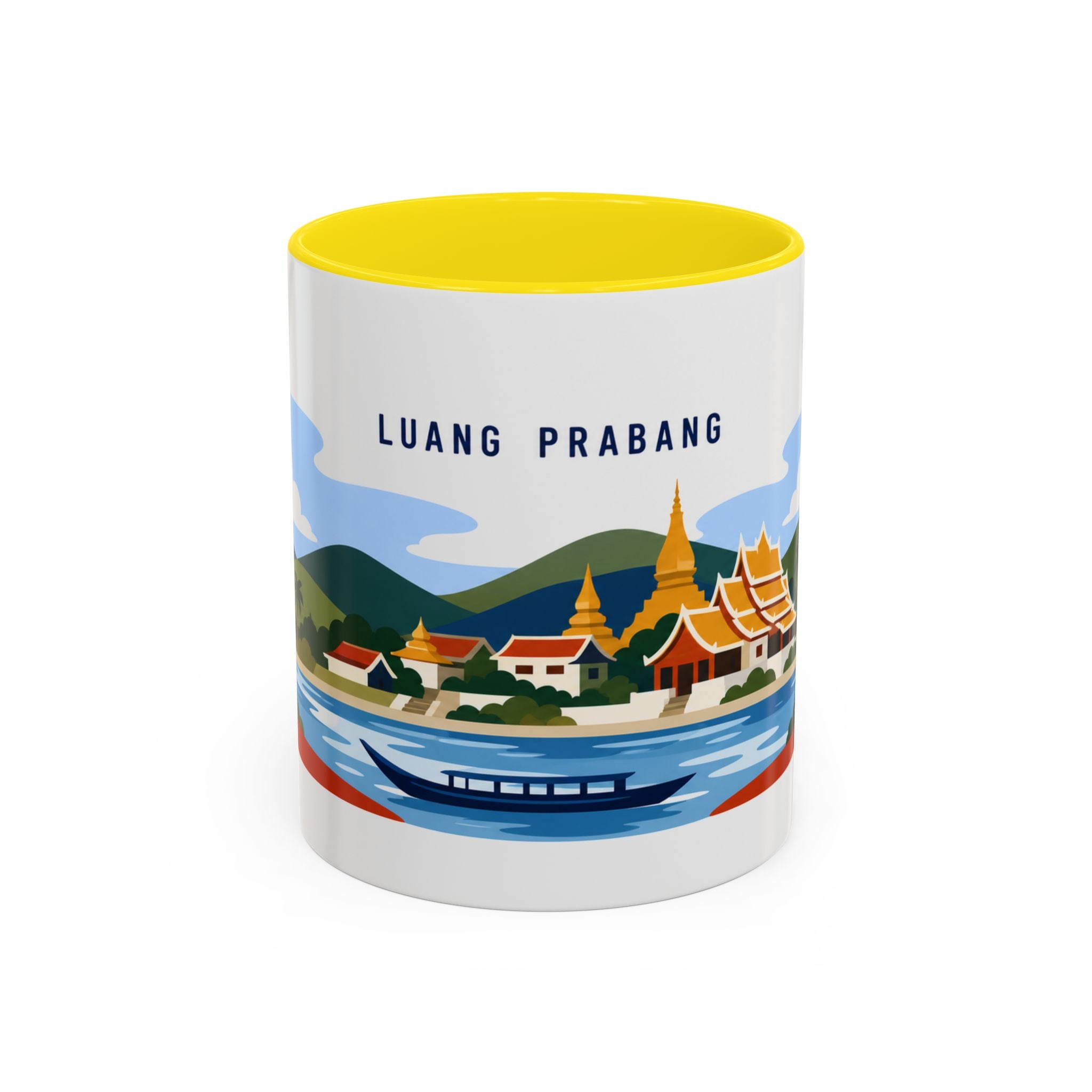 Luang Prabang Coffee Mug | Travel Destination Souvenir Gift | Accent Color Ceramic 11oz 15oz