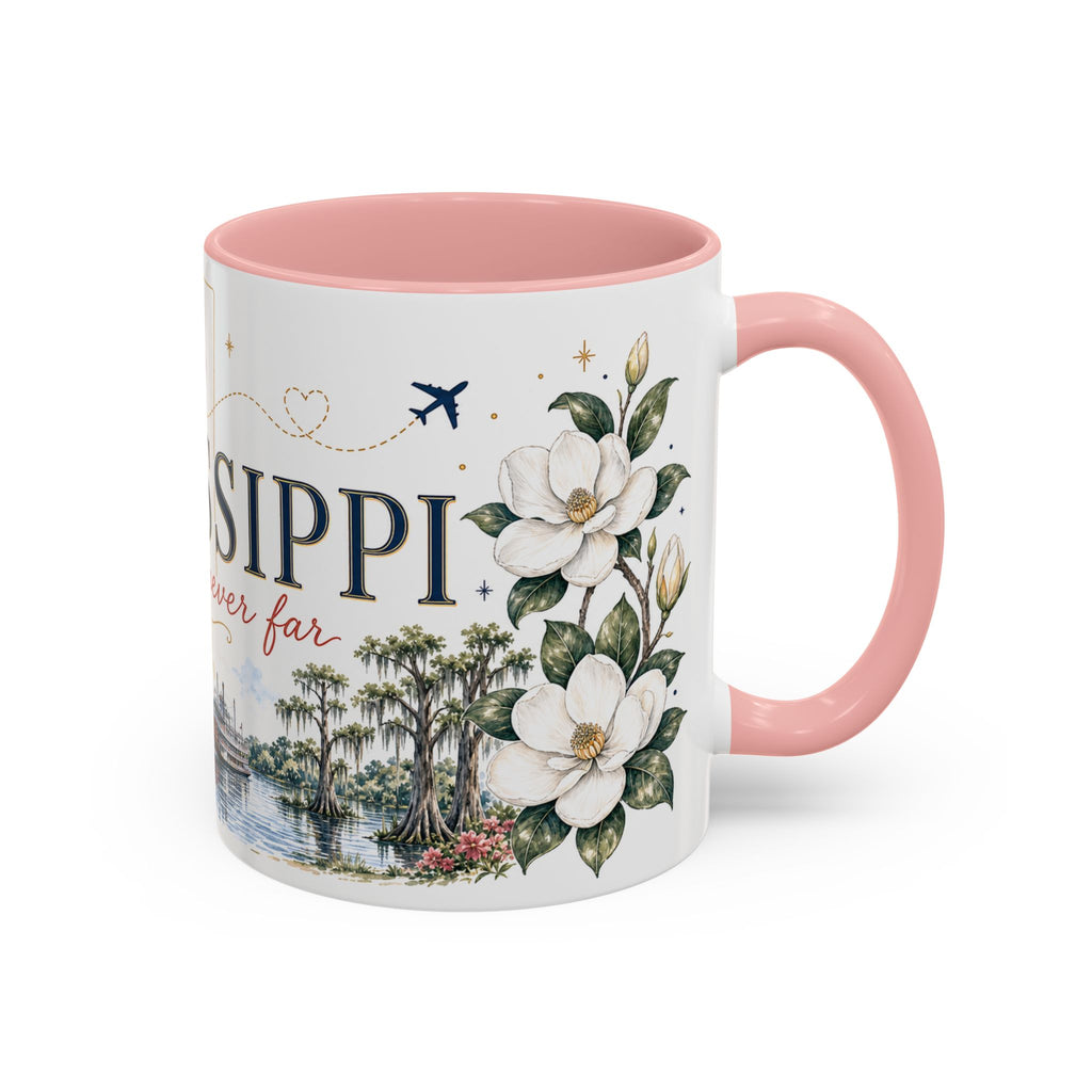Mississippi State Map Mug | Moving Away, Homesick Gift | Botanical Accent Coffee Cup