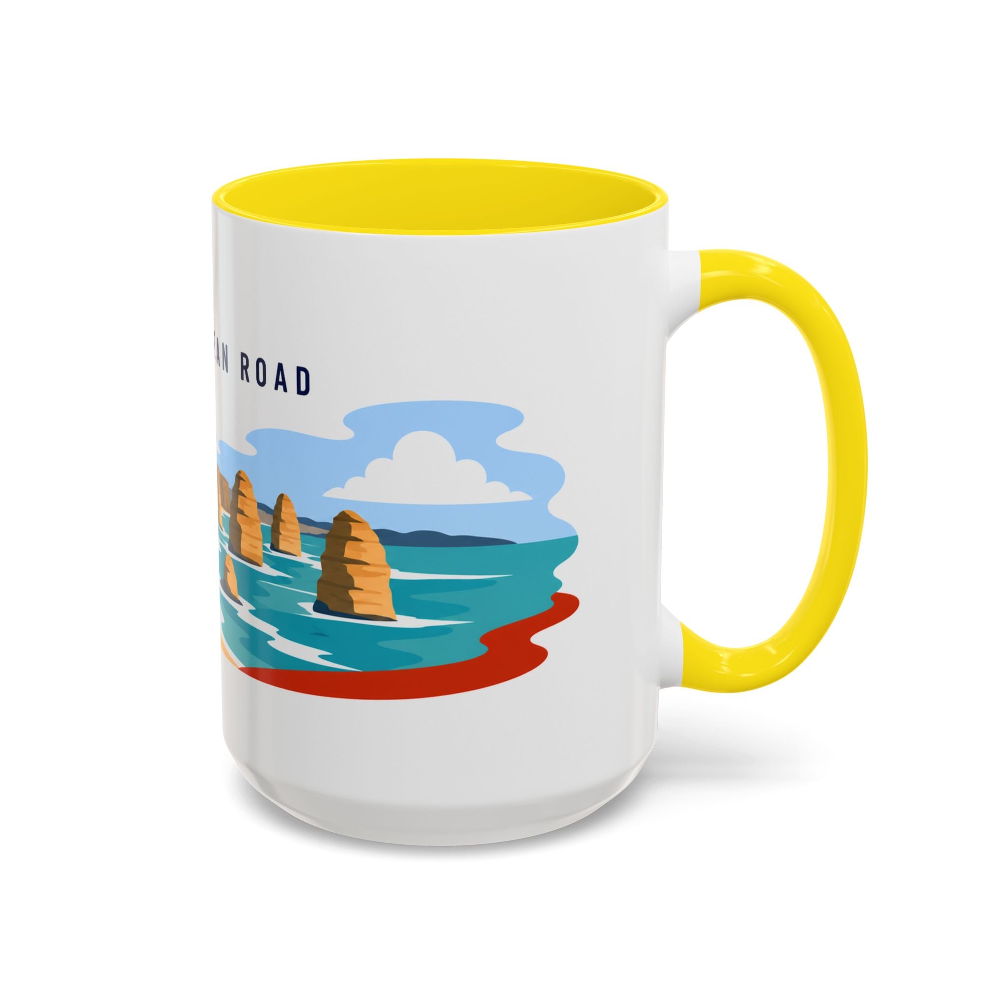 Great Ocean Road Coffee Mug | Travel Destination Souvenir Gift | Accent Color Ceramic 11oz 15oz