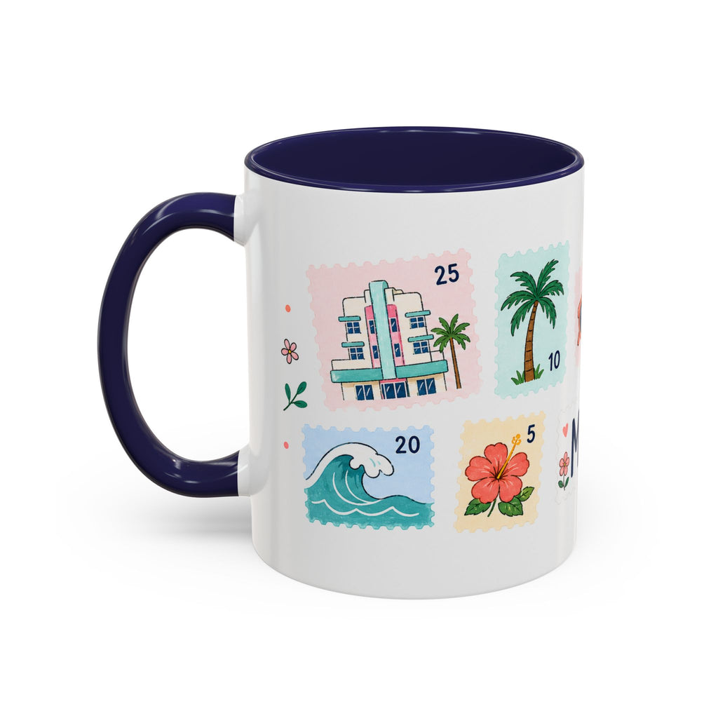 Miami Coffee Mug | Postage Stamp Collage Mug | Travel Souvenir Accent Cup 11oz 15oz