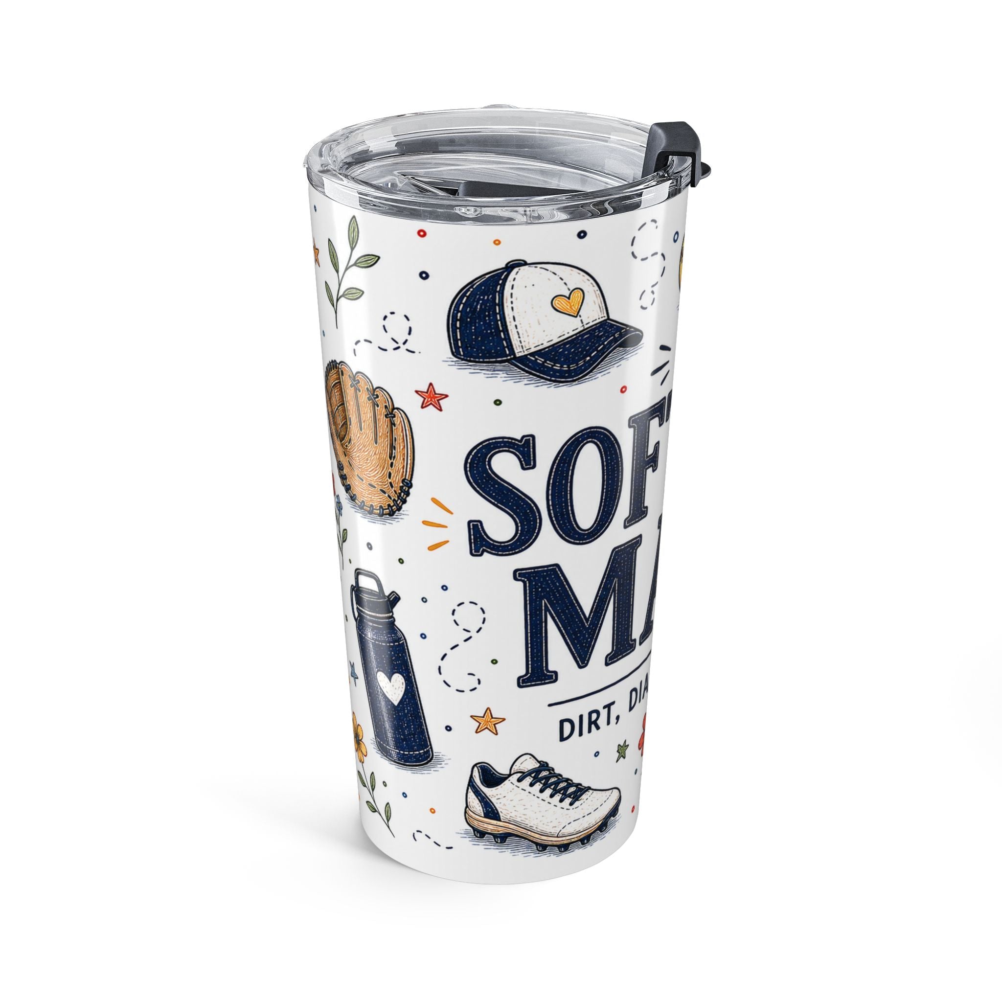Softball Mama 20oz Tumbler | Softball Mom Gift | Insulated Stainless Steel Travel Cup