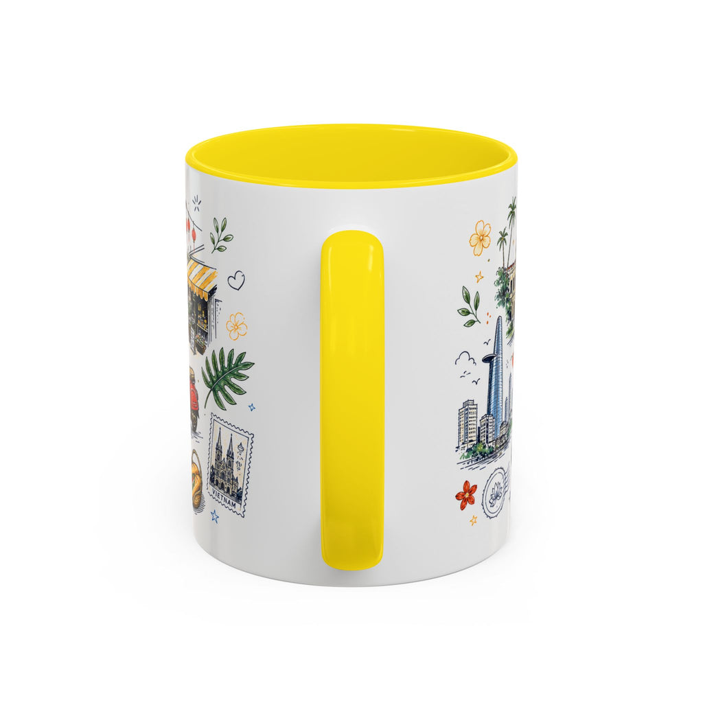 Ho Chi Minh City Coffee Mug | Vietnam Souvenir Travel Gift | Accent Color Ceramic 11oz 15oz