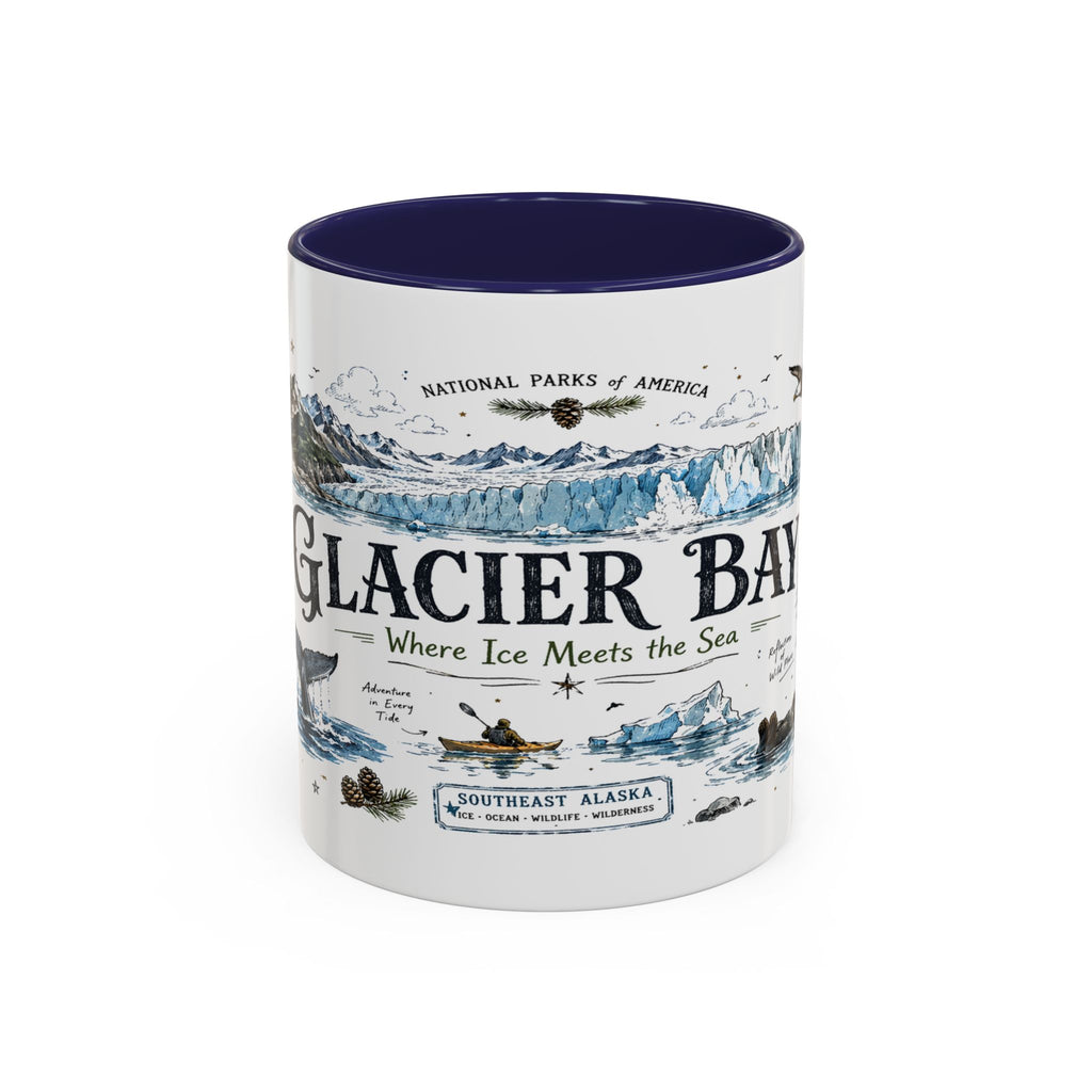Glacier Bay National Park Coffee Mug | Alaska Wilderness Kayaking Gift | Accent Color Ceramic 11oz 15oz