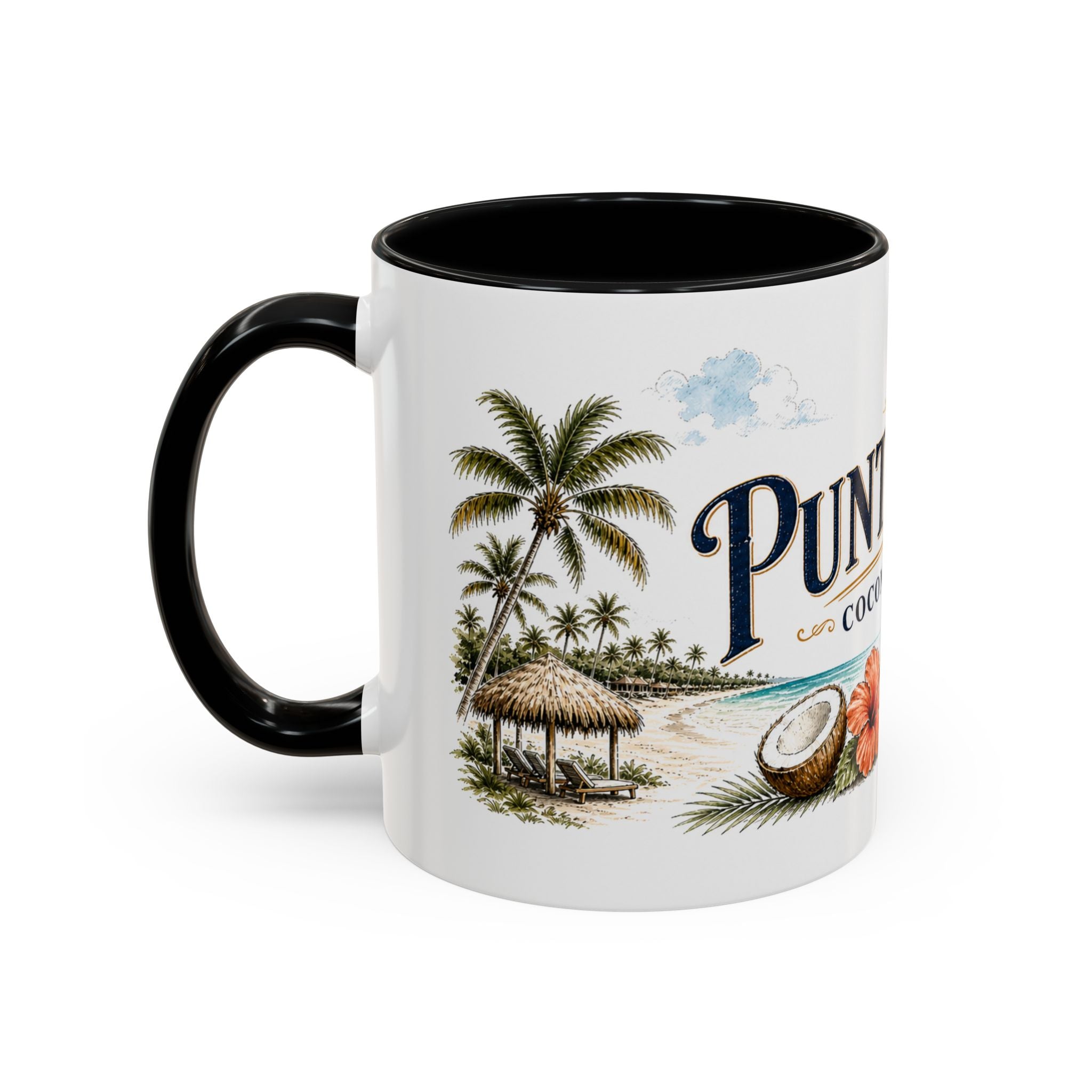 Punta Cana Coffee Mug | Dominican Republic Travel Souvenir | Vintage Illustrated City Gift | 11 oz 15 oz Accent Mug