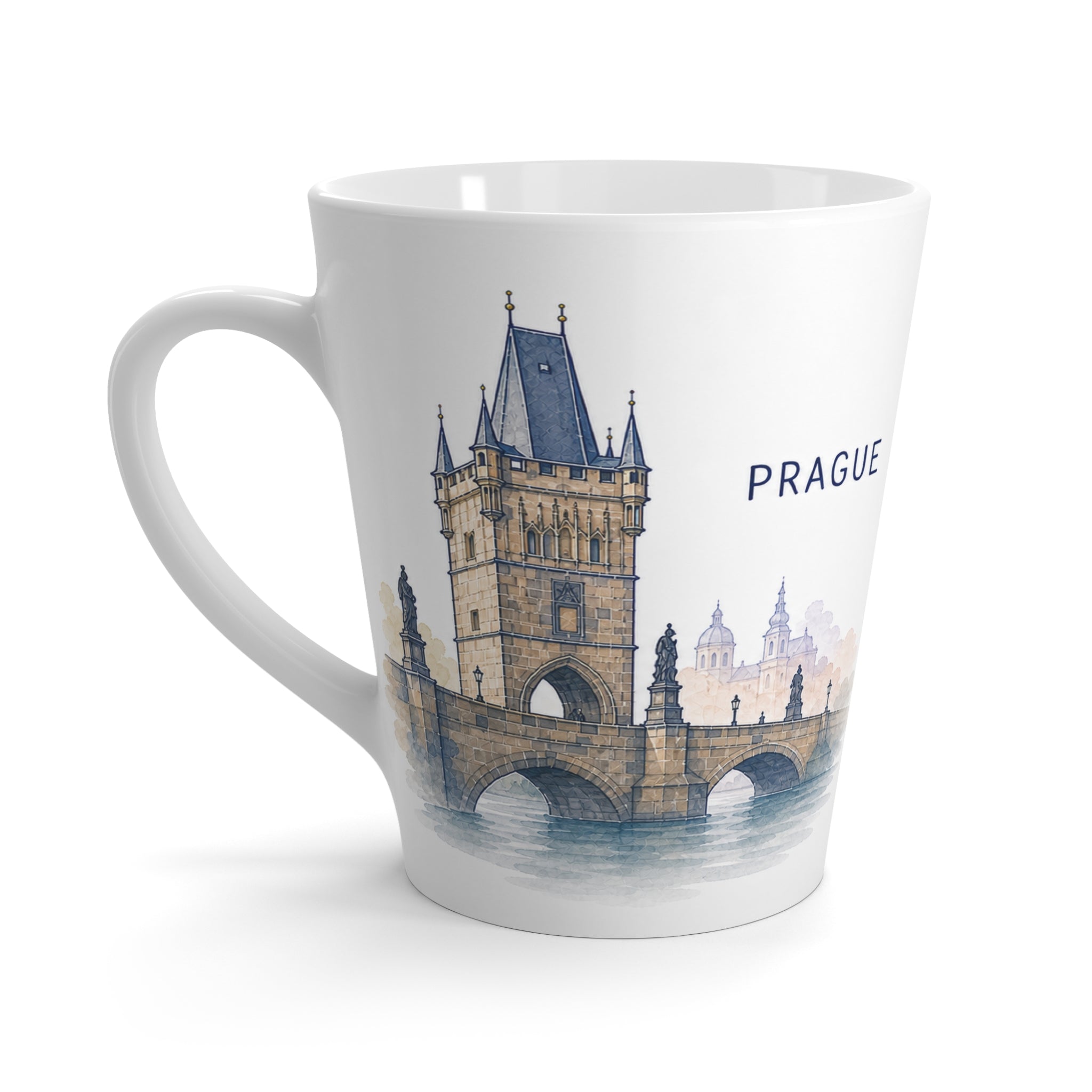 Prague Latte Mug | Watercolor City Travel Mug | 12 oz Ceramic Souvenir Gift