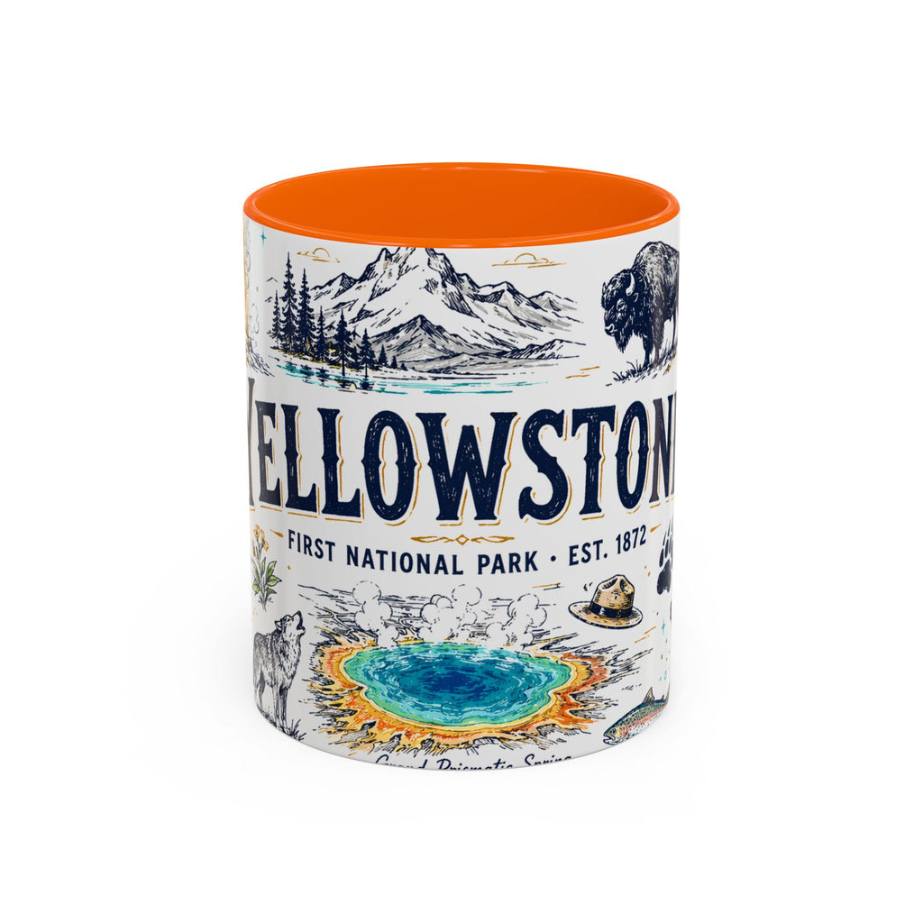 Yellowstone National Park Coffee Mug | Hiking Camping Nature Gift | Accent Color Ceramic 11oz 15oz