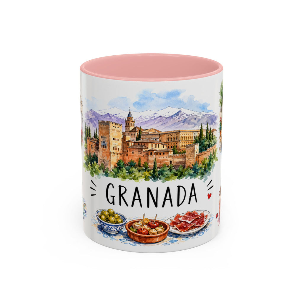 Granada Illustrated Travel Mug | City Souvenir Accent Coffee Mug | 11oz 15oz Ceramic Cup