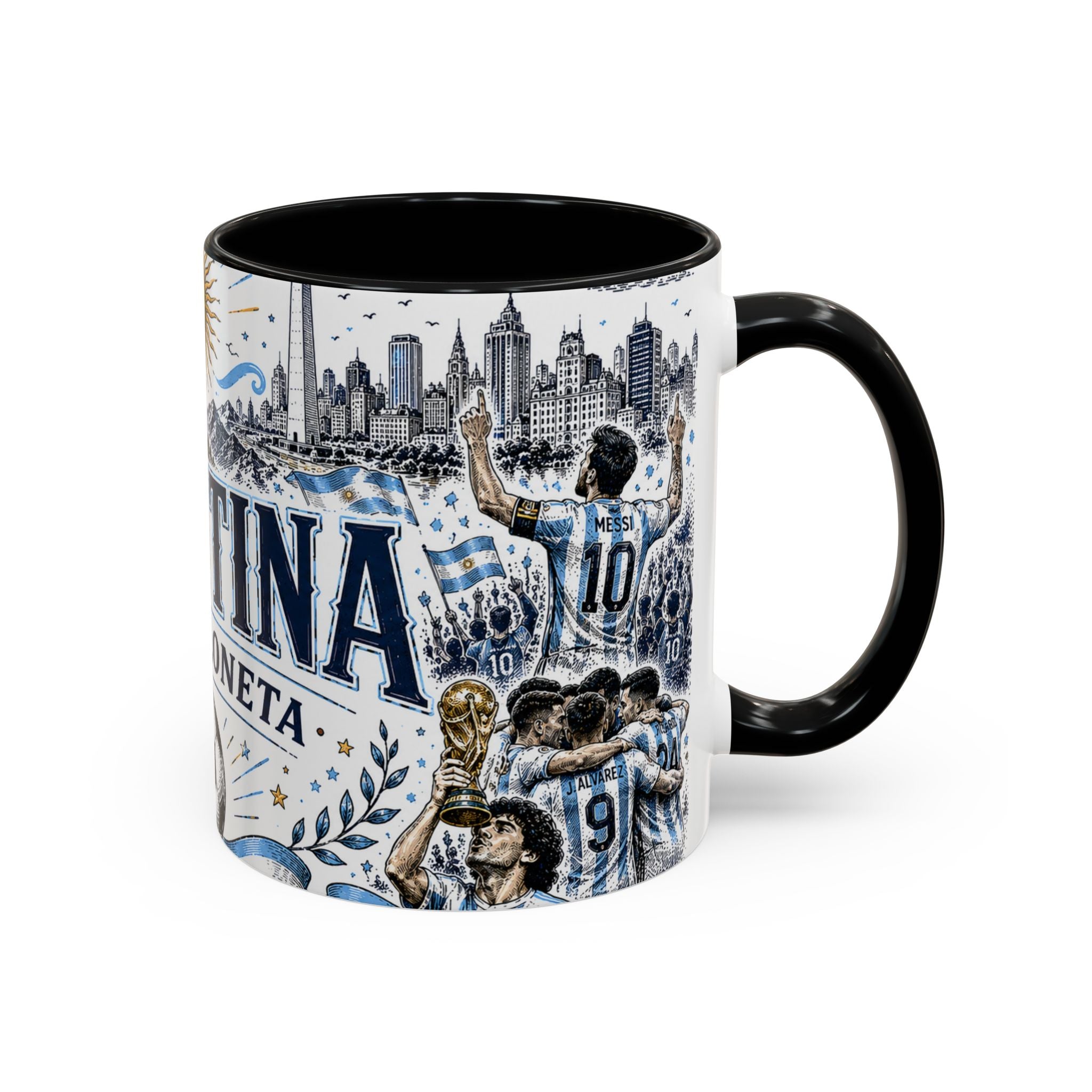 Argentina Soccer Coffee Mug | Soccer Fan Gift | Accent Color Ceramic 11oz 15oz Match Day Cup