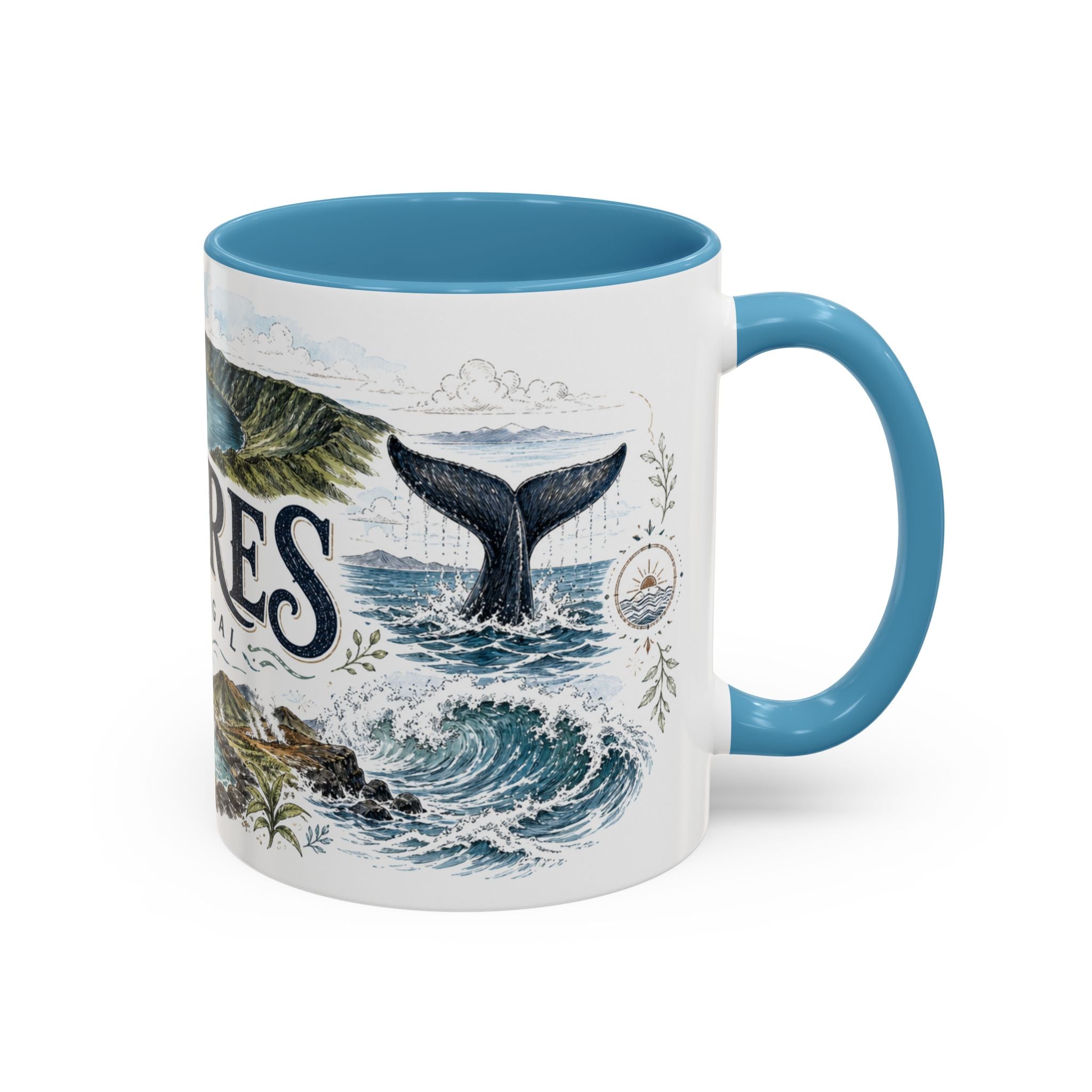 Azores Mug, Portugal Travel Souvenir, Bucket List Gift, Accent Ceramic Coffee Mug 11oz 15oz