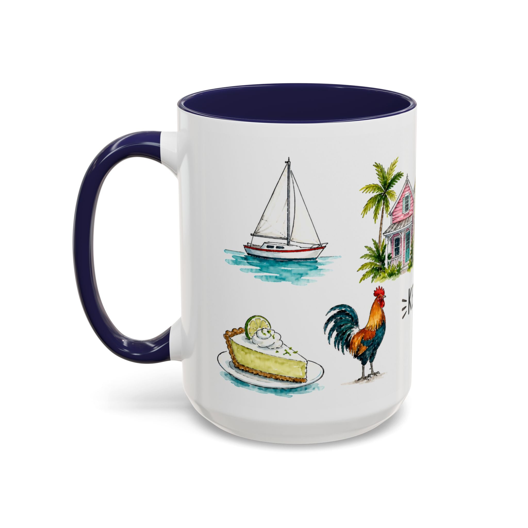 Key West Illustrated Travel Mug | City Souvenir Accent Coffee Mug | 11oz 15oz Ceramic Cup