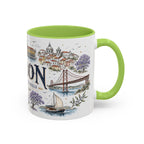 Lisbon Coffee Mug | Portugal Travel Souvenir | Vintage Illustrated City Gift | 11 oz 15 oz Accent Mug