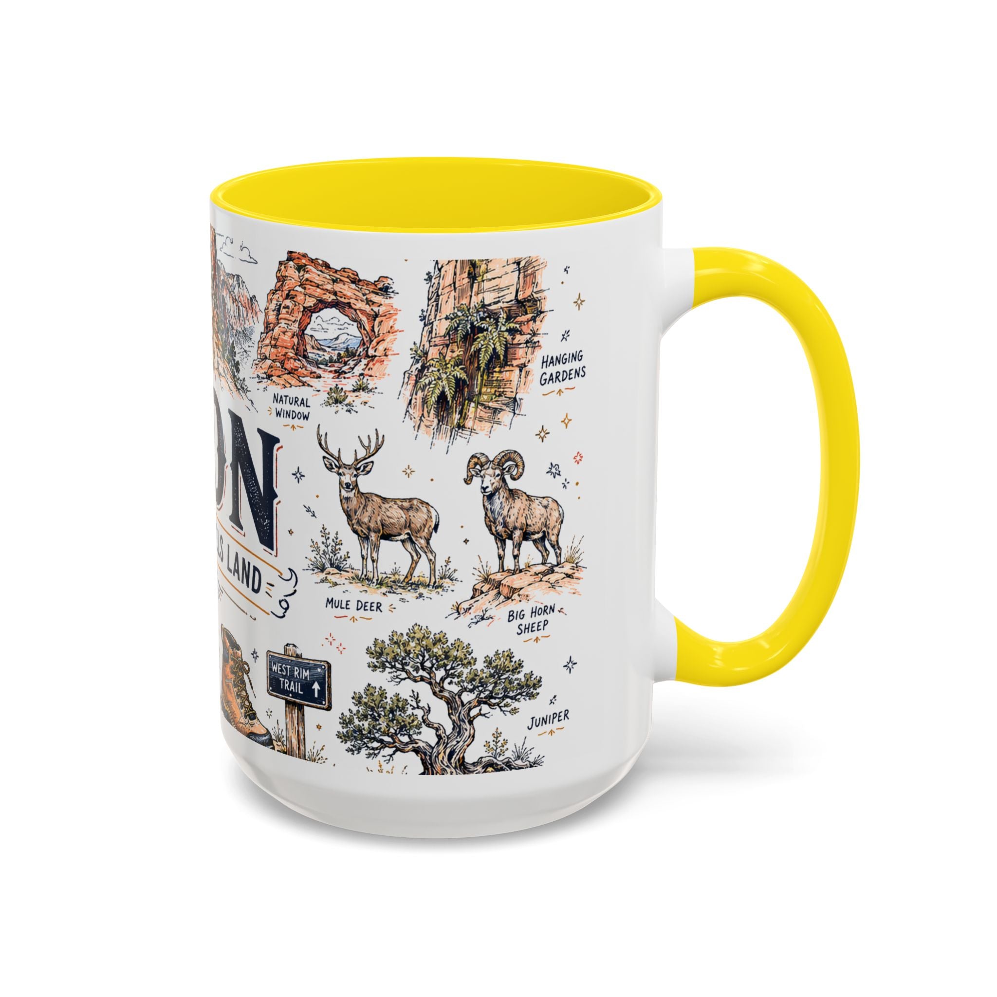 Zion National Park Coffee Mug | Hiking Camping Nature Gift | Accent Color Ceramic 11oz 15oz
