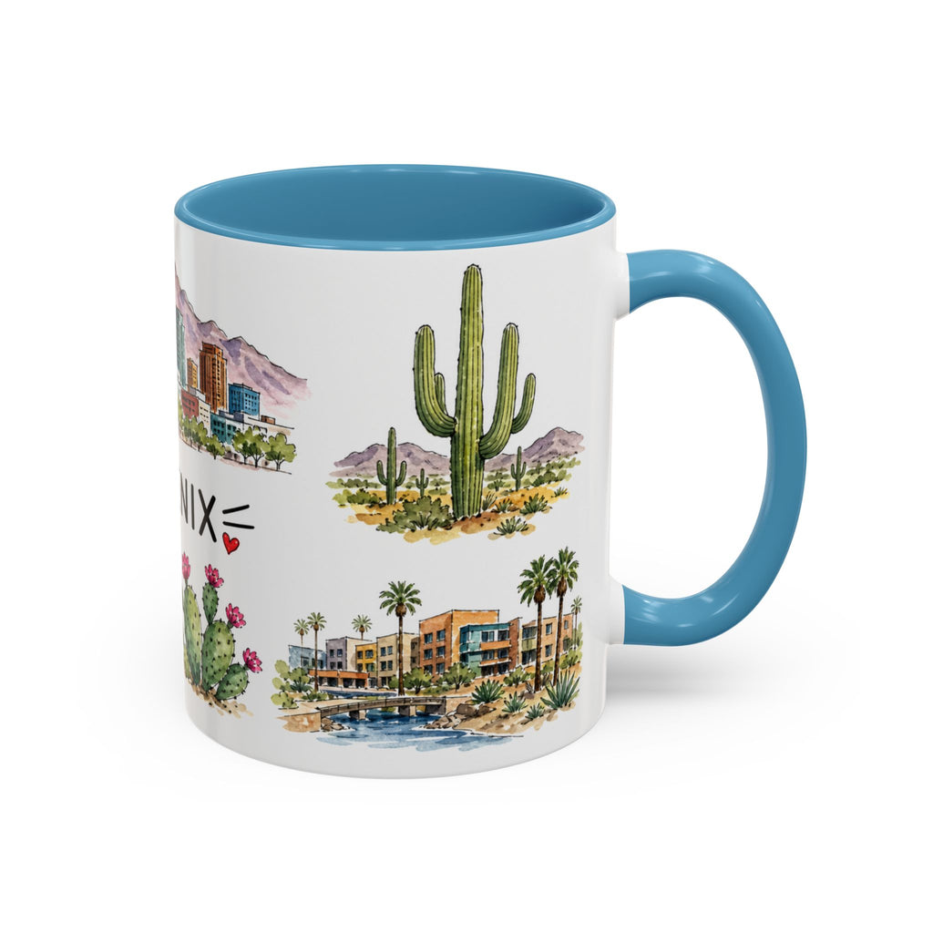 Phoenix Illustrated Travel Mug | City Souvenir Accent Coffee Mug | 11oz 15oz Ceramic Cup