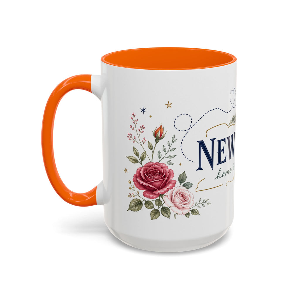 New York State Map Mug | Botanical Rose Accents, Long Distance Friendship Gift
